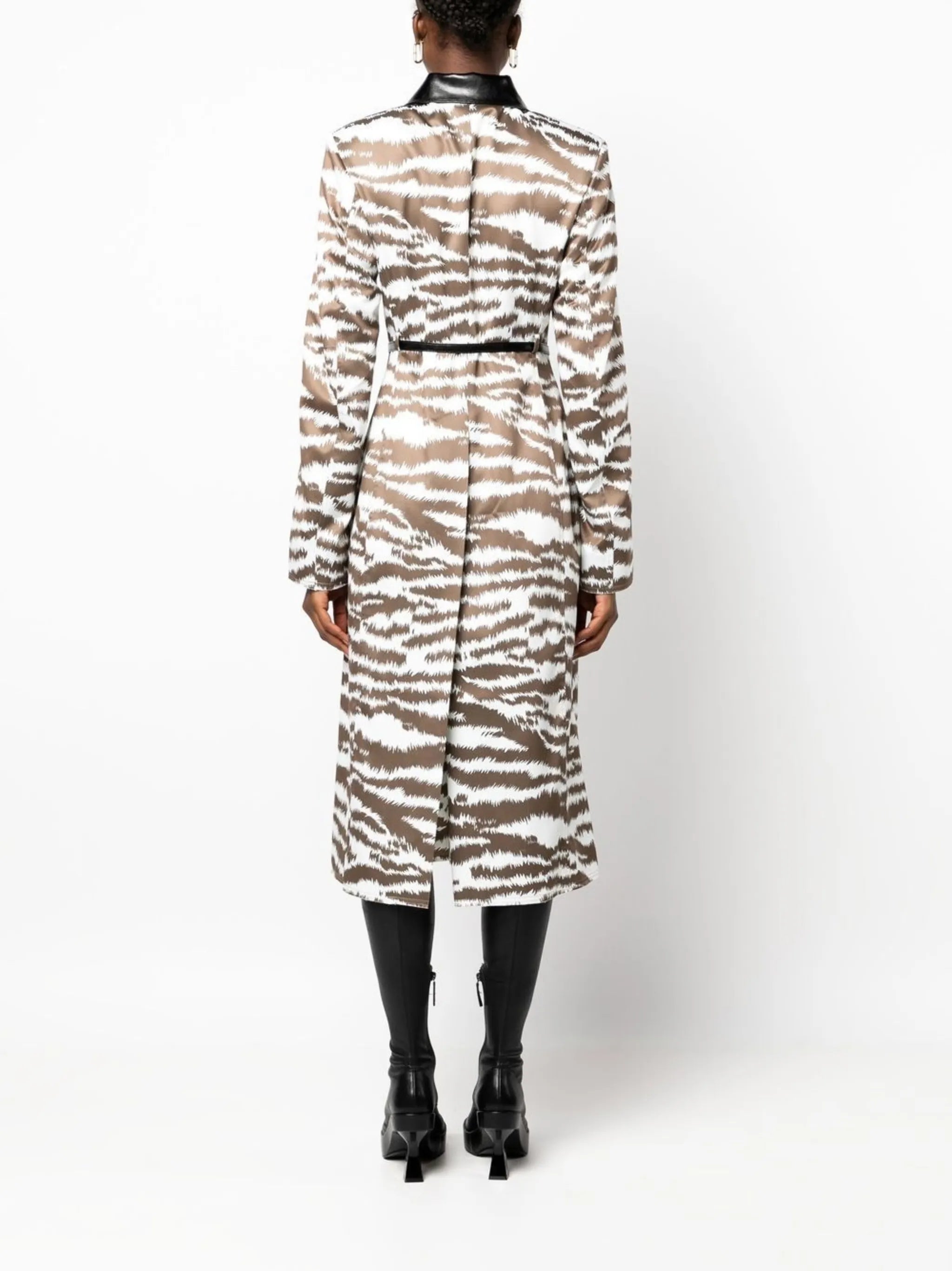 tiger-print belted coat