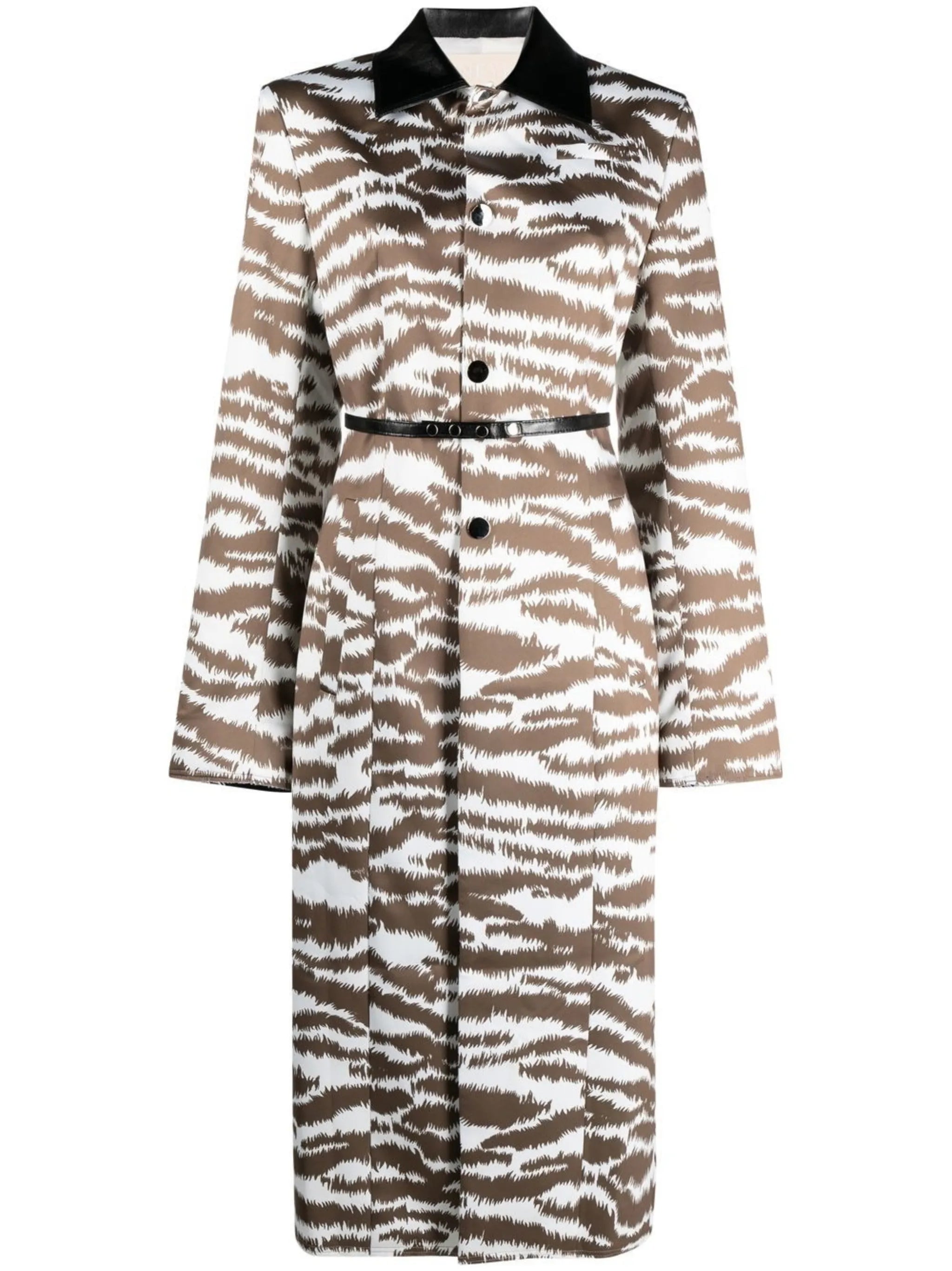 tiger-print belted coat