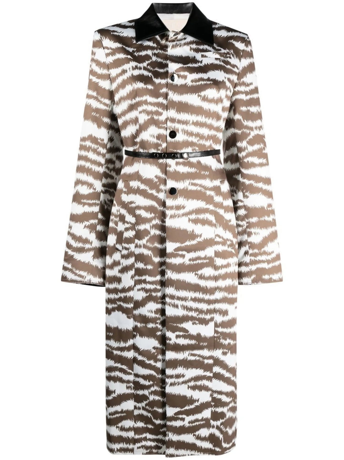 tiger-print belted coat