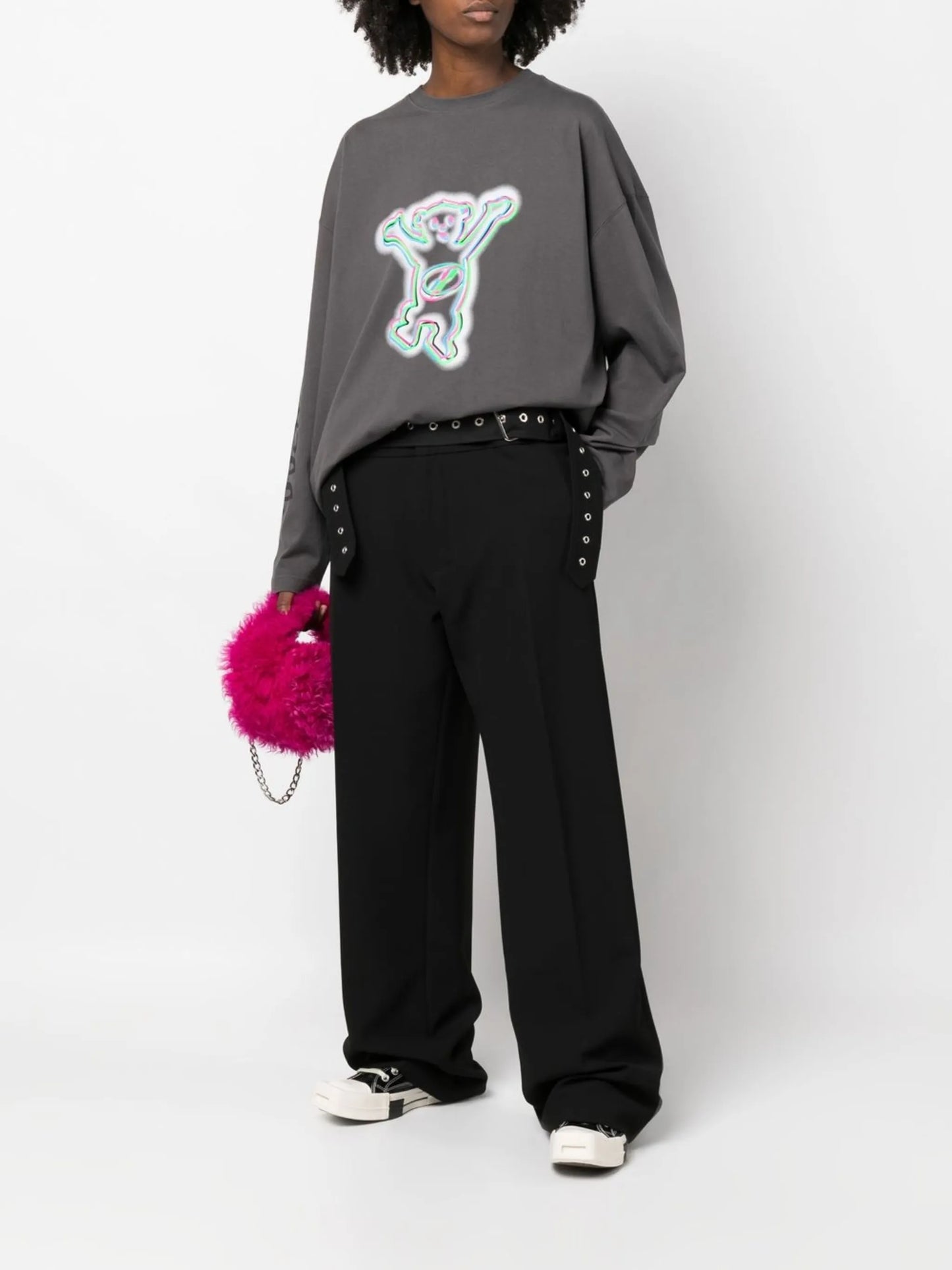 teddy print long-sleeve T-shirt