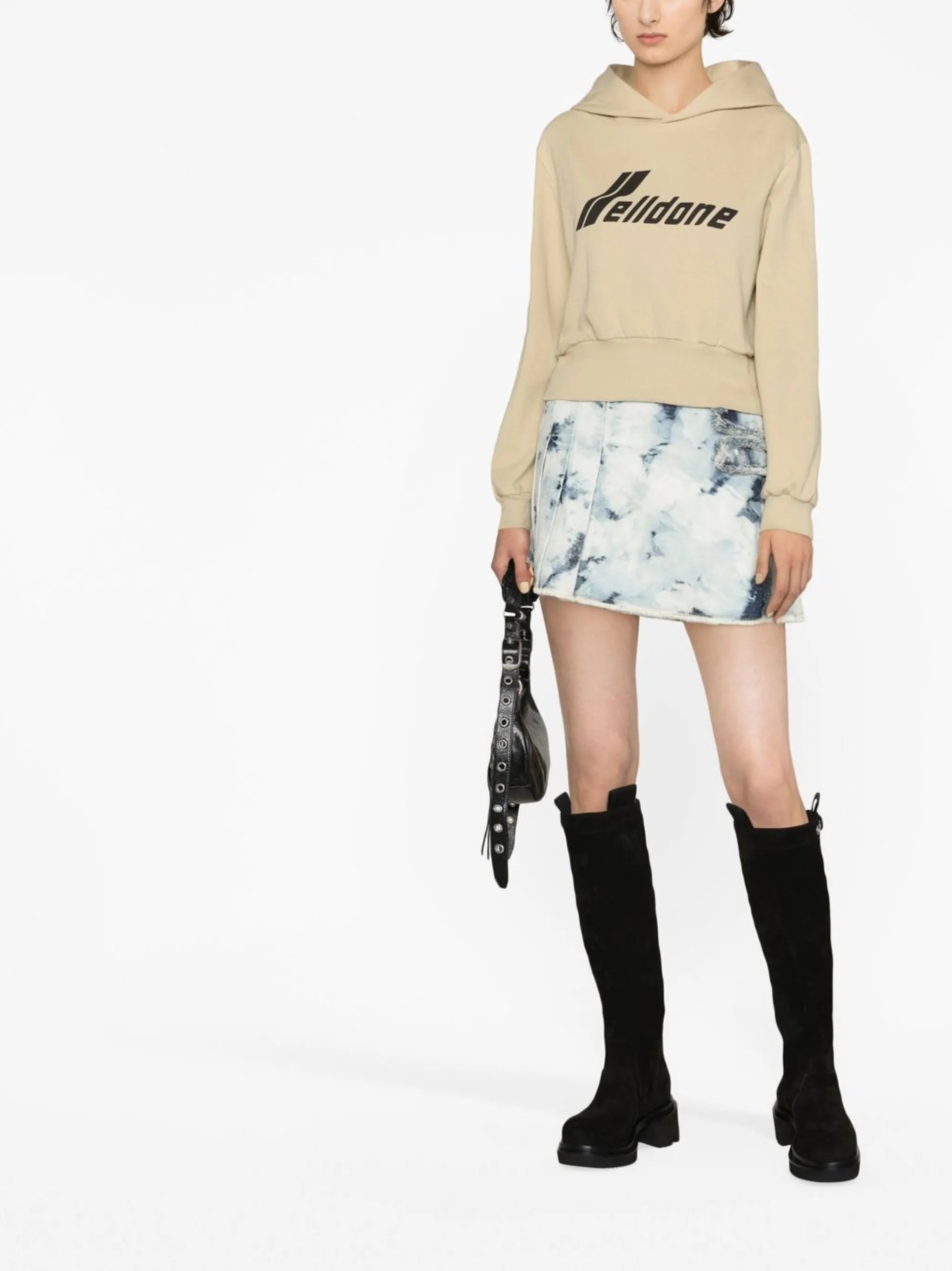 logo-print cropped hoodie