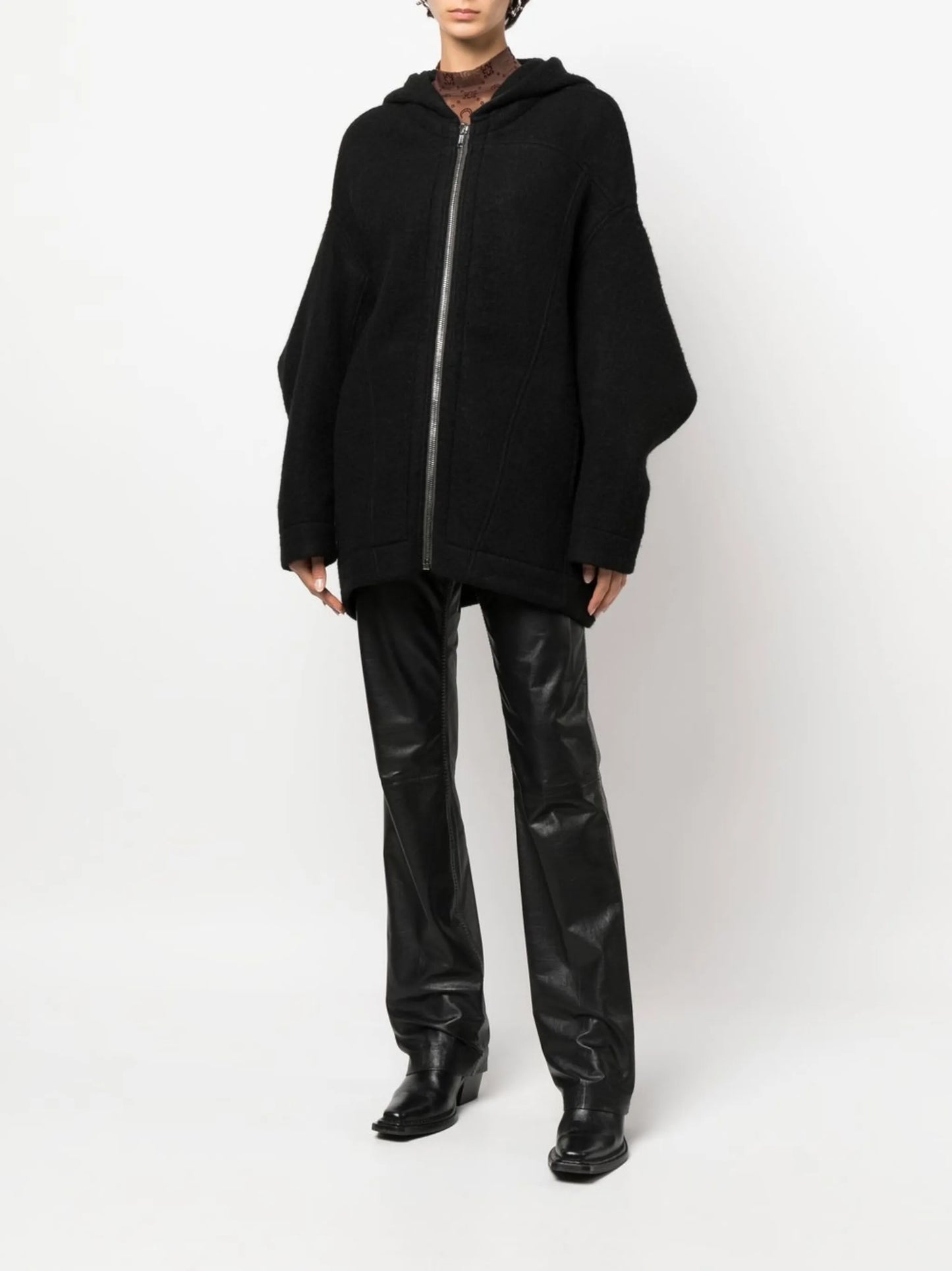 oversize hooded wool jacket