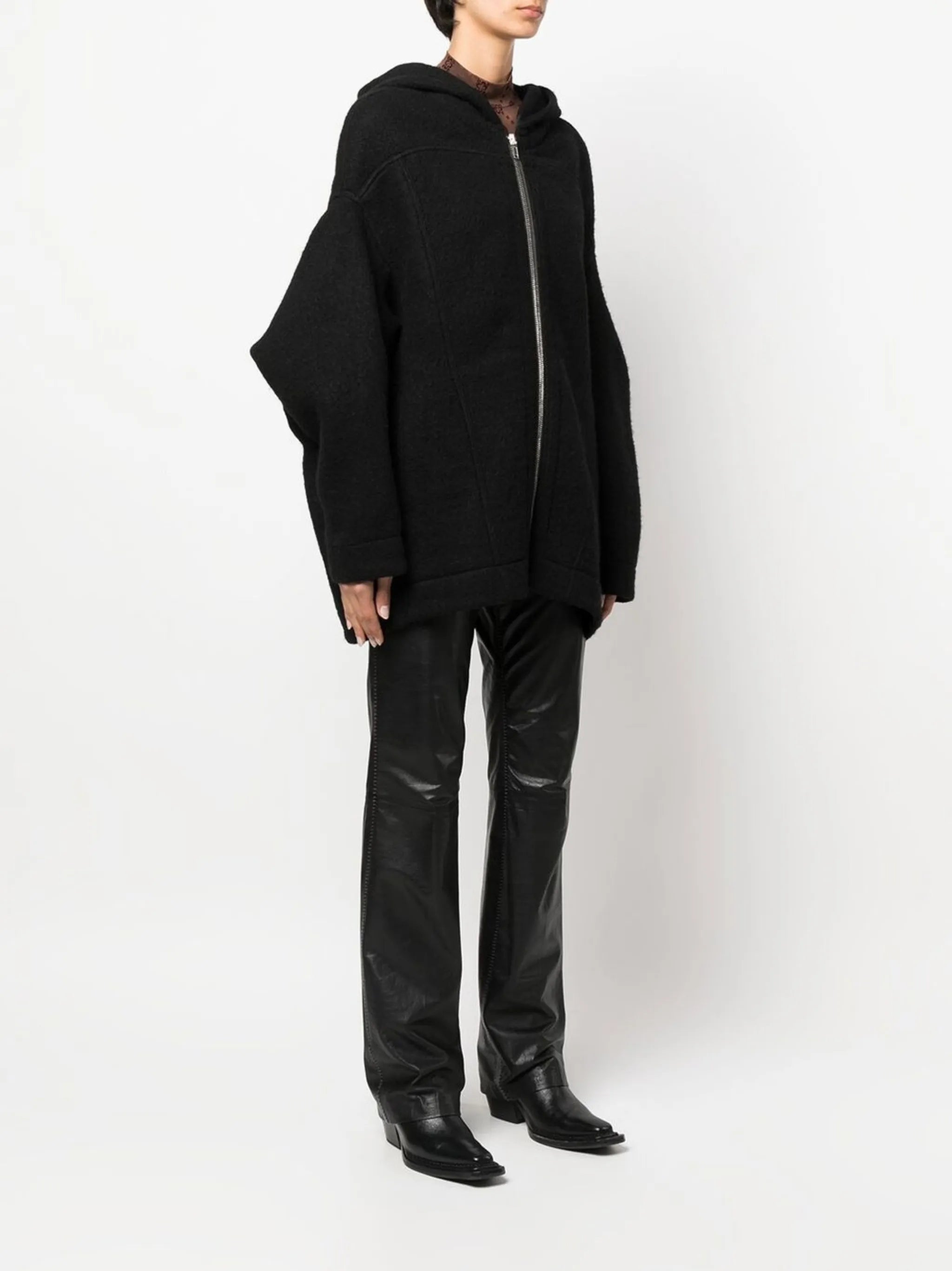 oversize hooded wool jacket