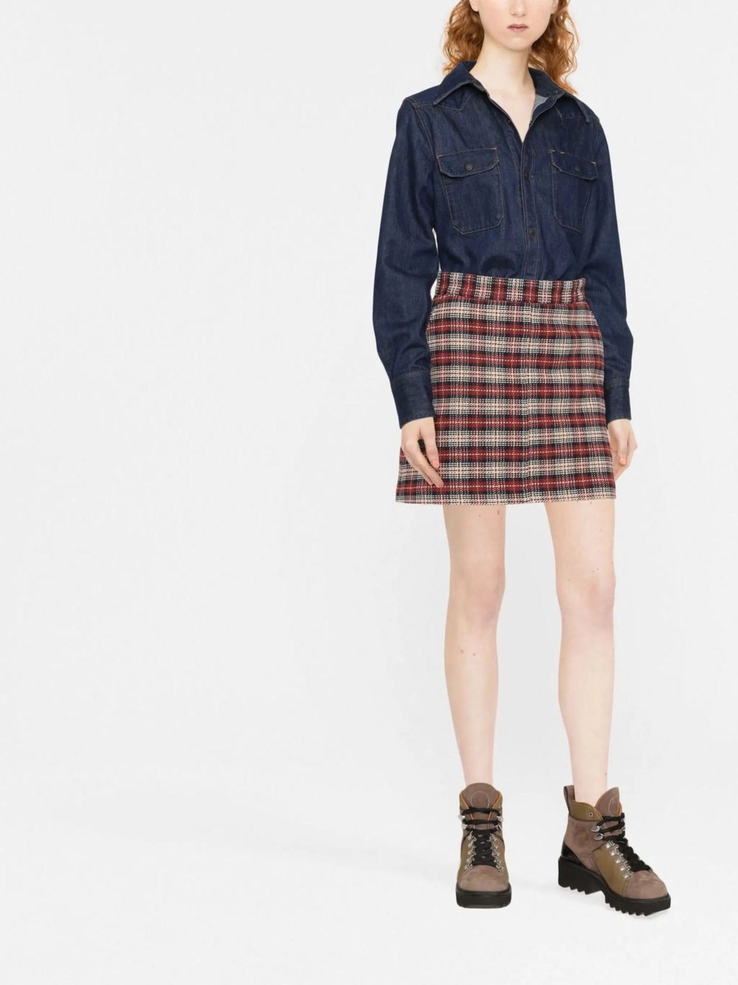 plaid A-line mini skirt