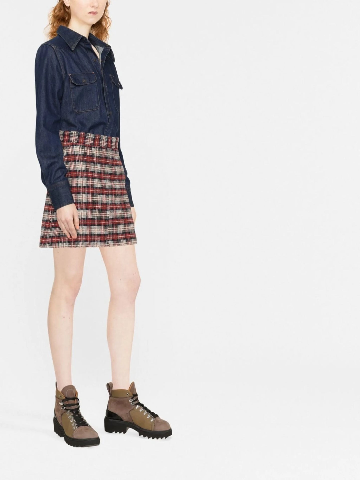 plaid A-line mini skirt