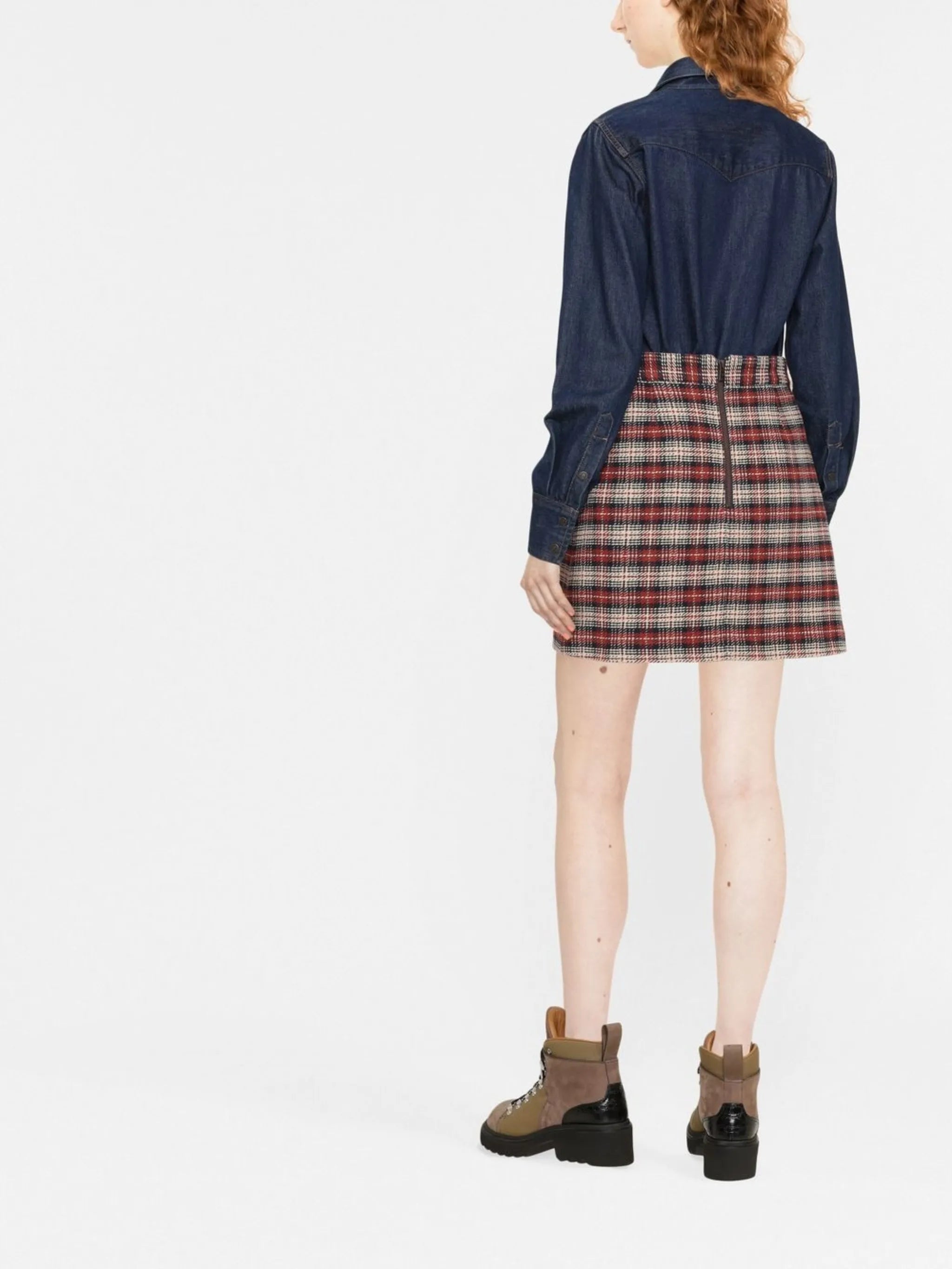 plaid A-line mini skirt