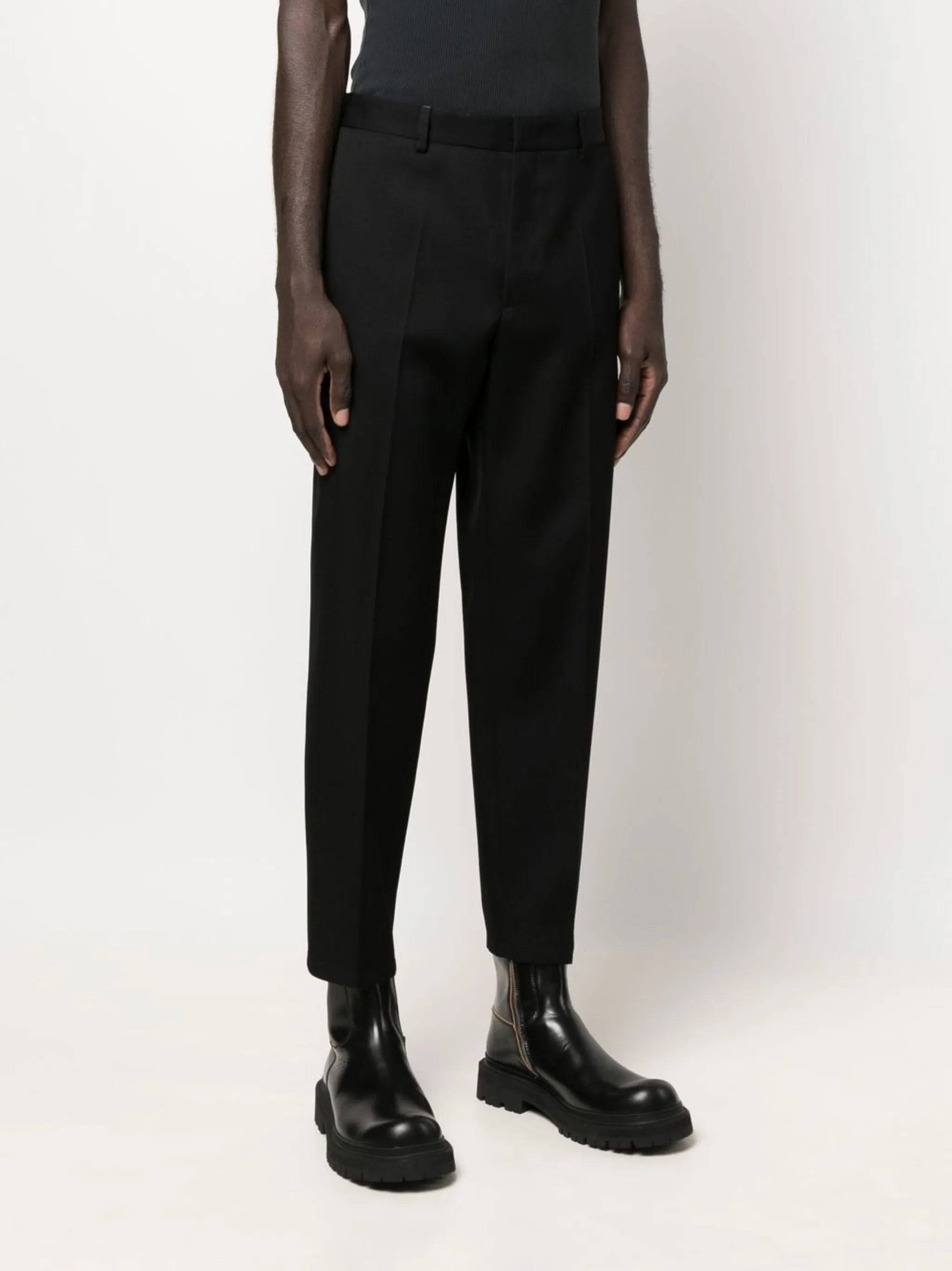 virgin-wool tapered trousers