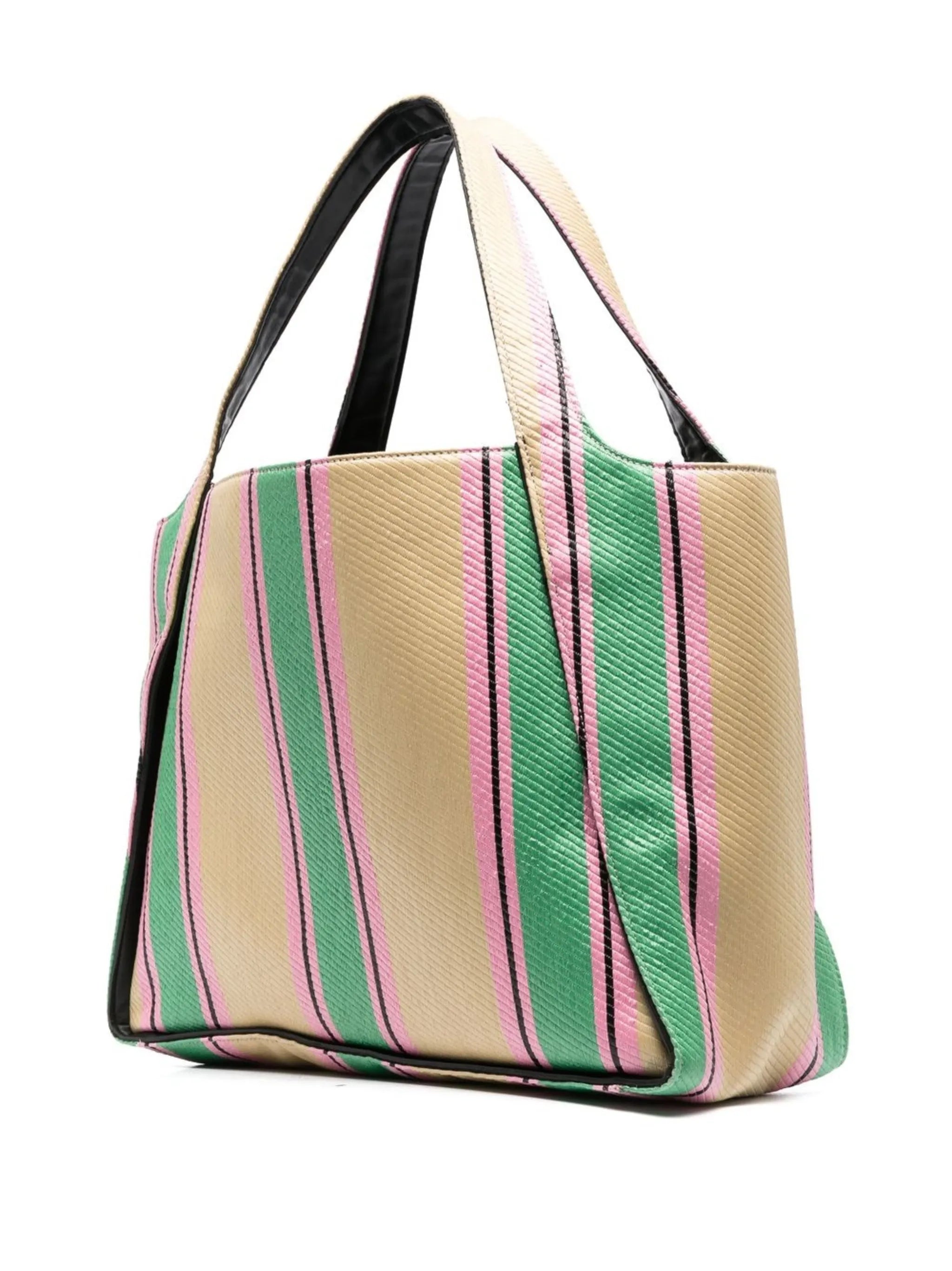 stripe-print raffia tote bag