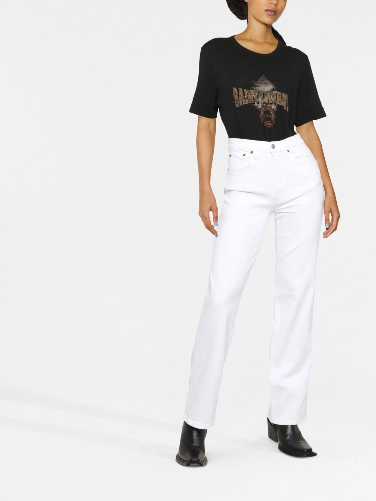straight-leg high-rise jeans