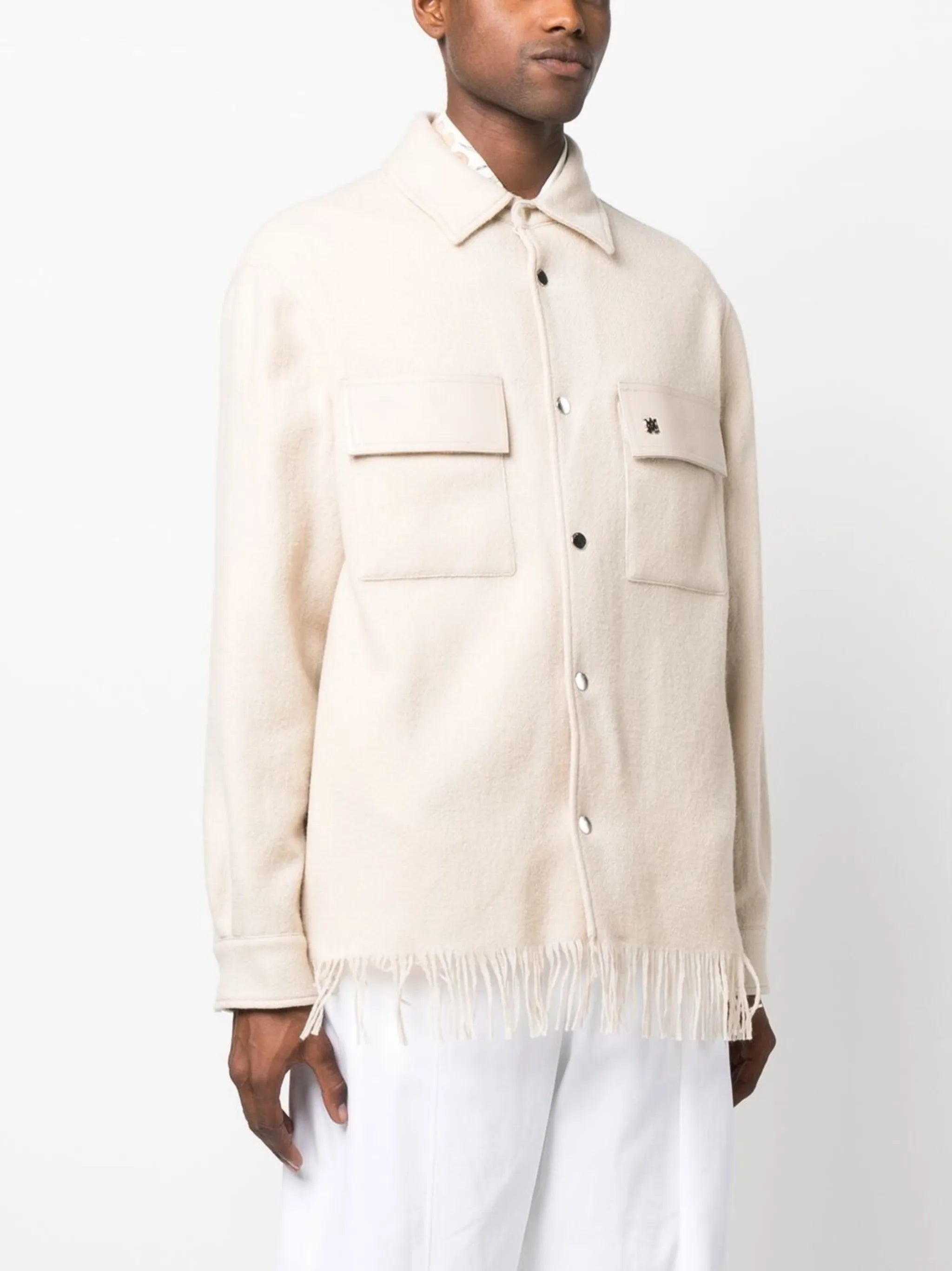 fringed padded shirt jacket