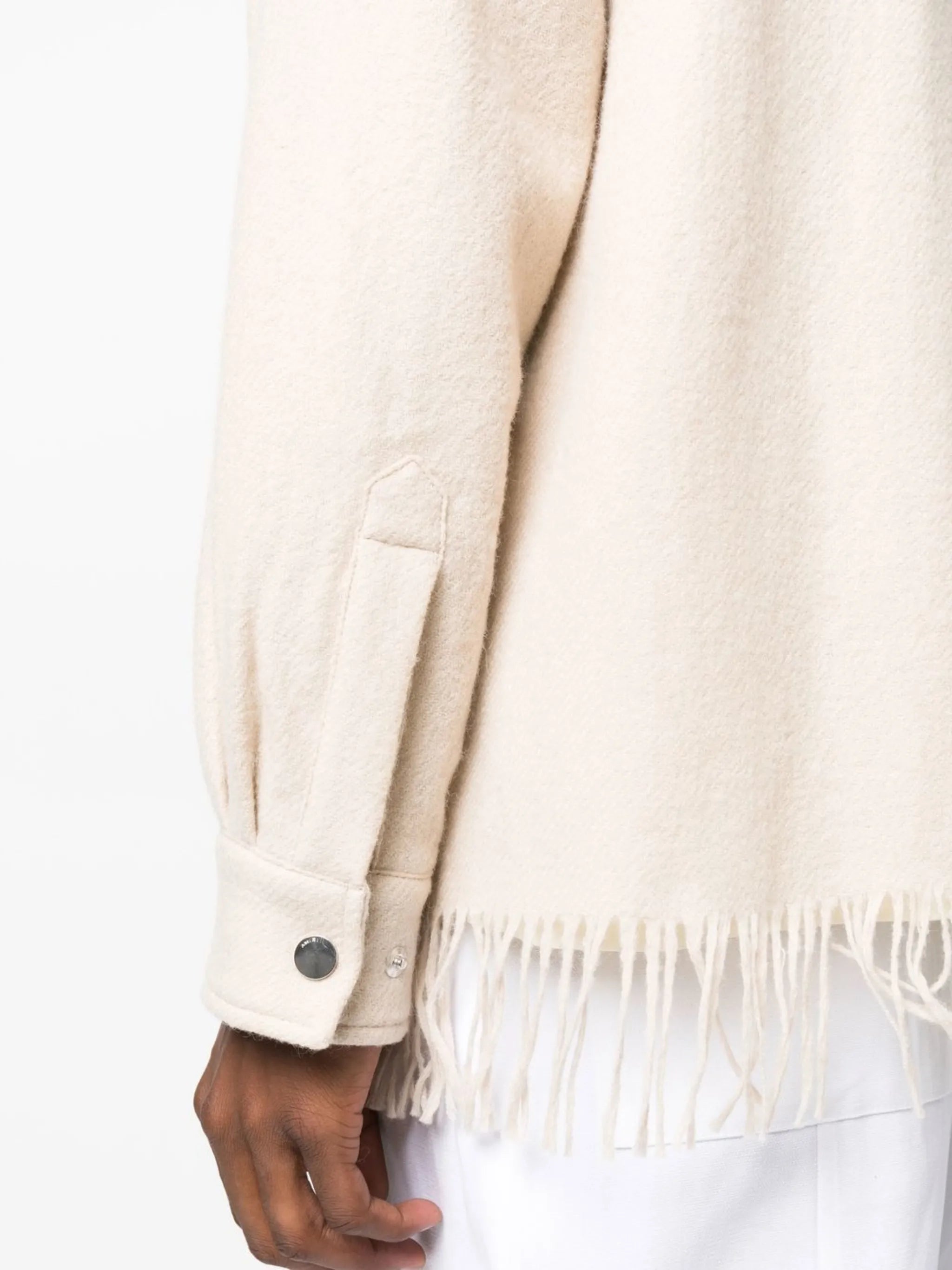 fringed padded shirt jacket