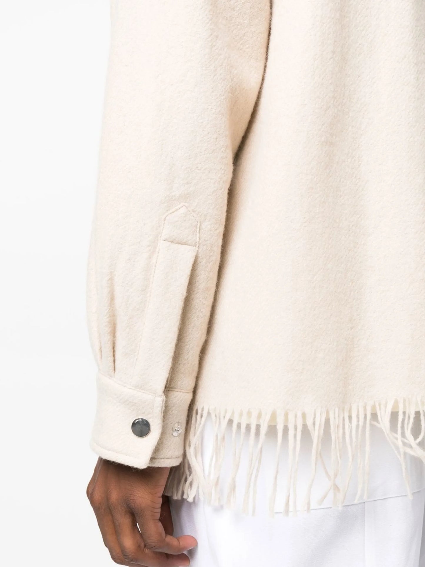 fringed padded shirt jacket