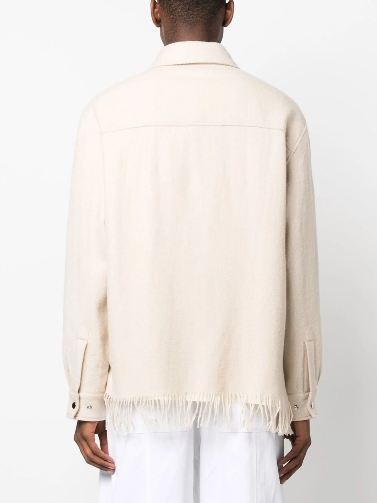 fringed padded shirt jacket