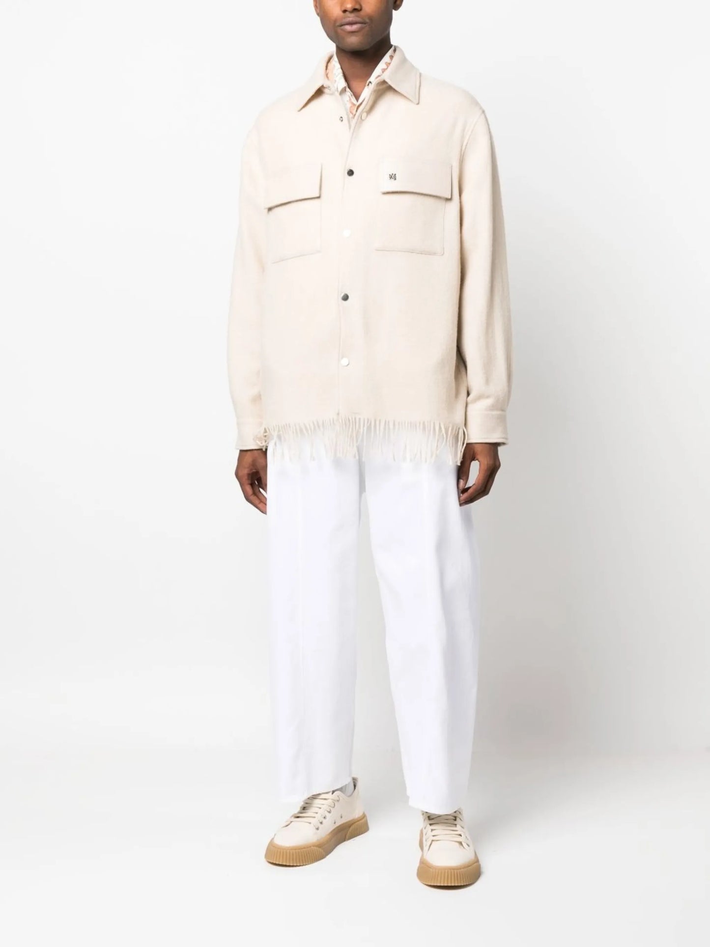 fringed padded shirt jacket