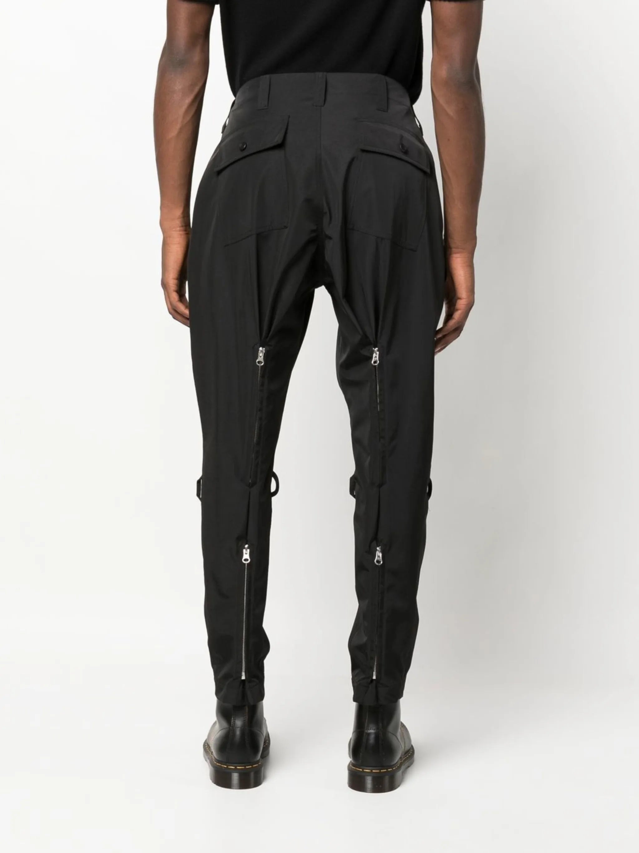 zip-detail drop-crotch trousers