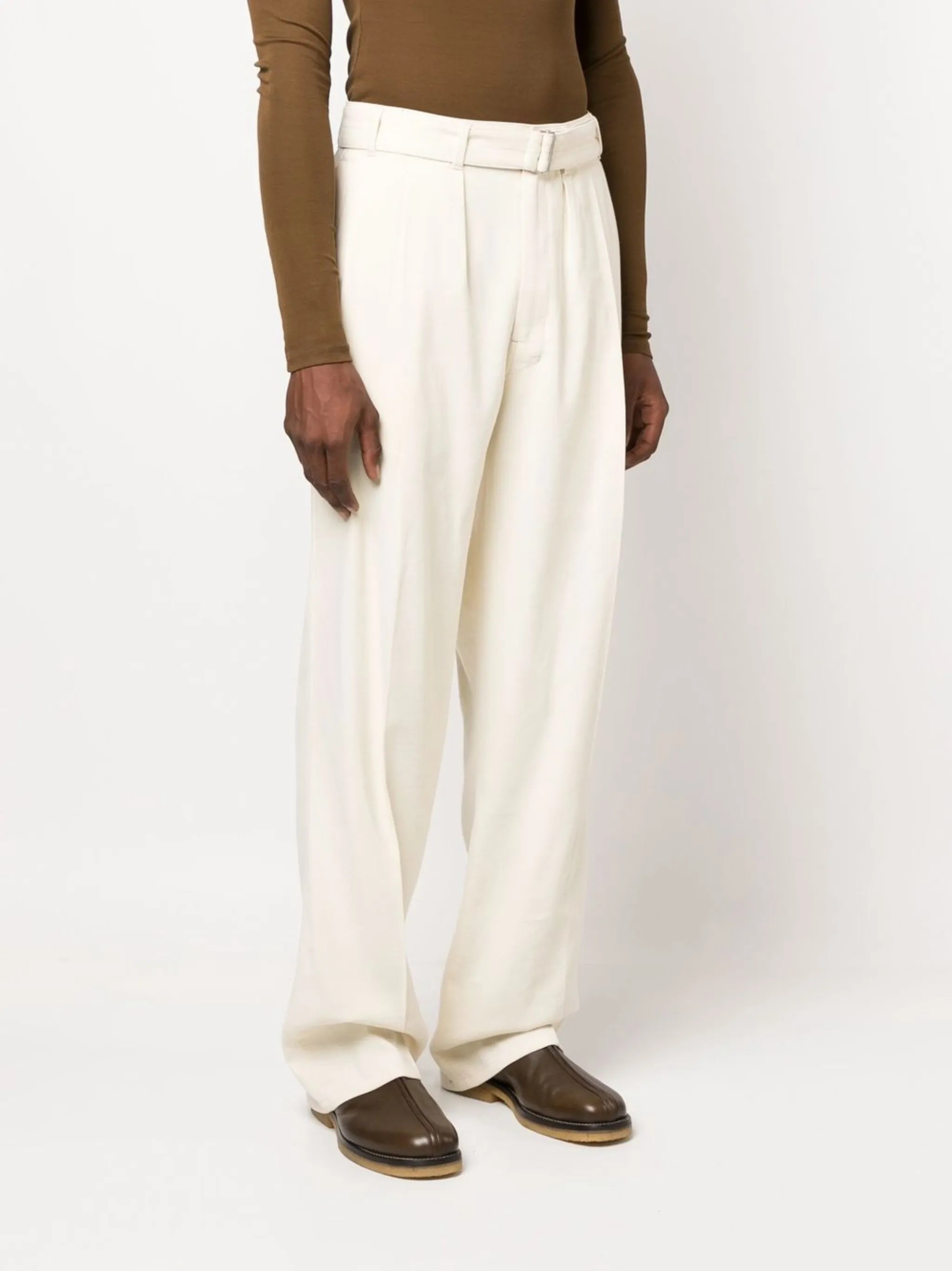 high-waisted wide-leg trousers
