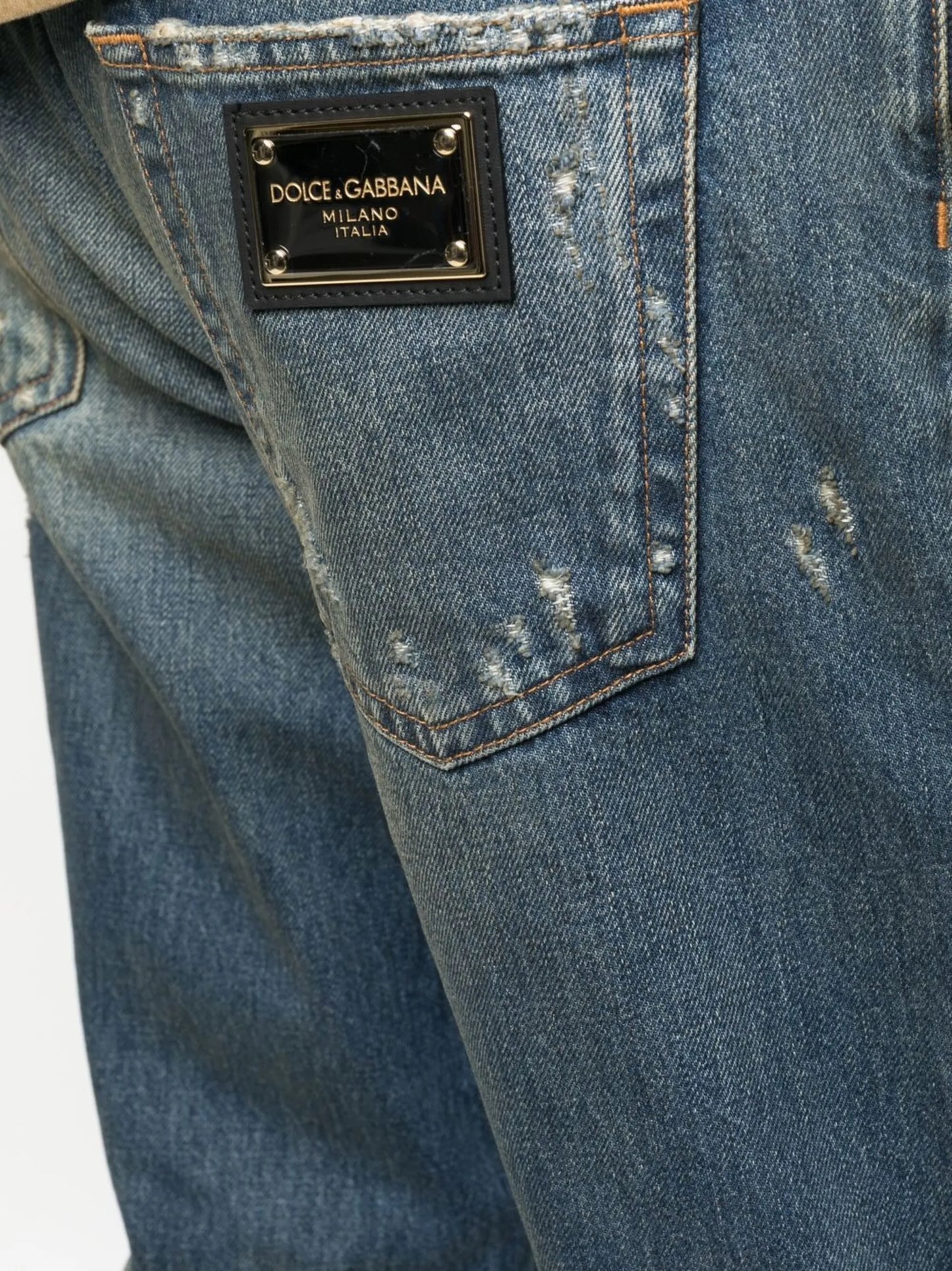 distressed straight-leg jeans