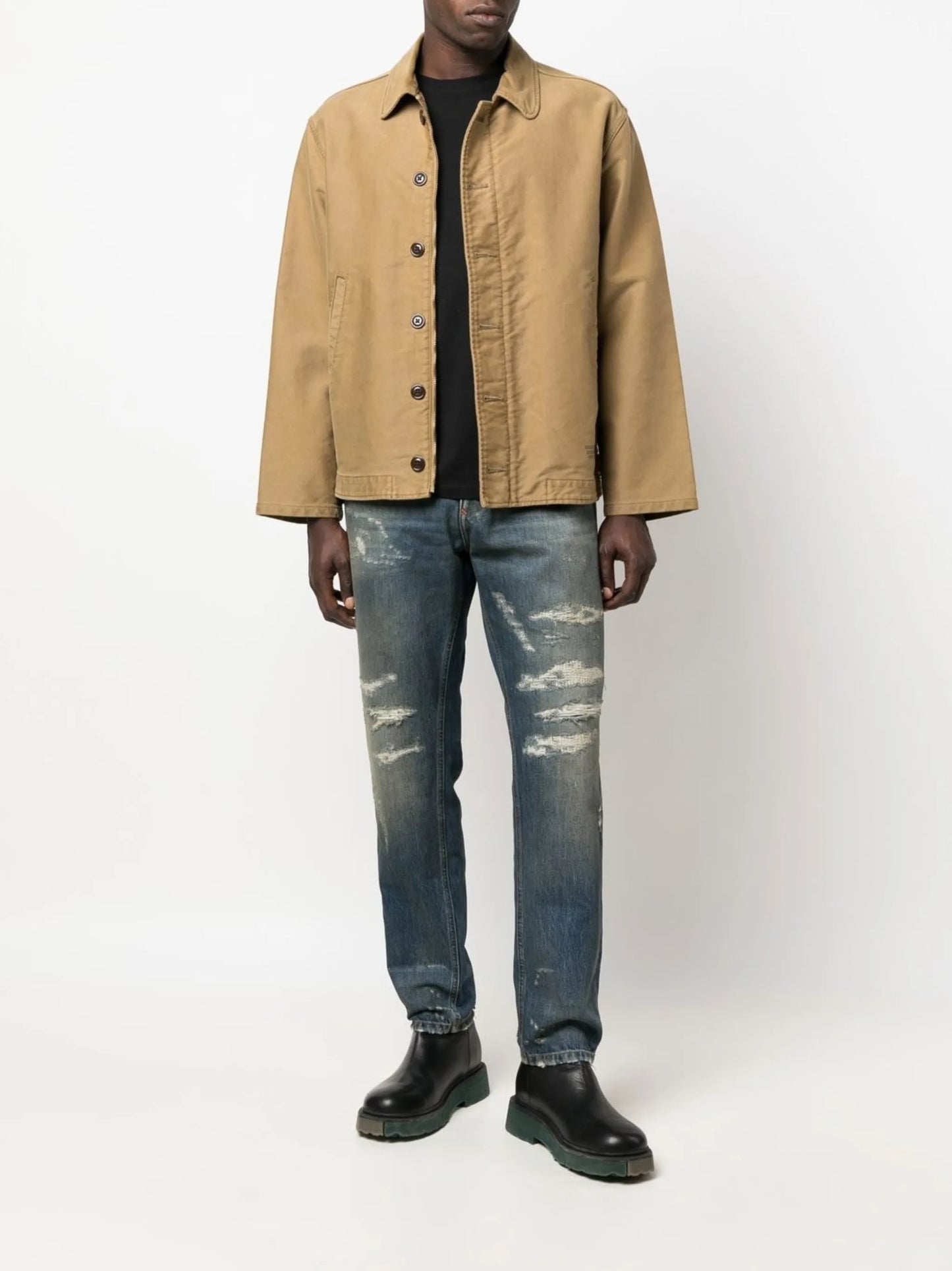 distressed straight-leg jeans
