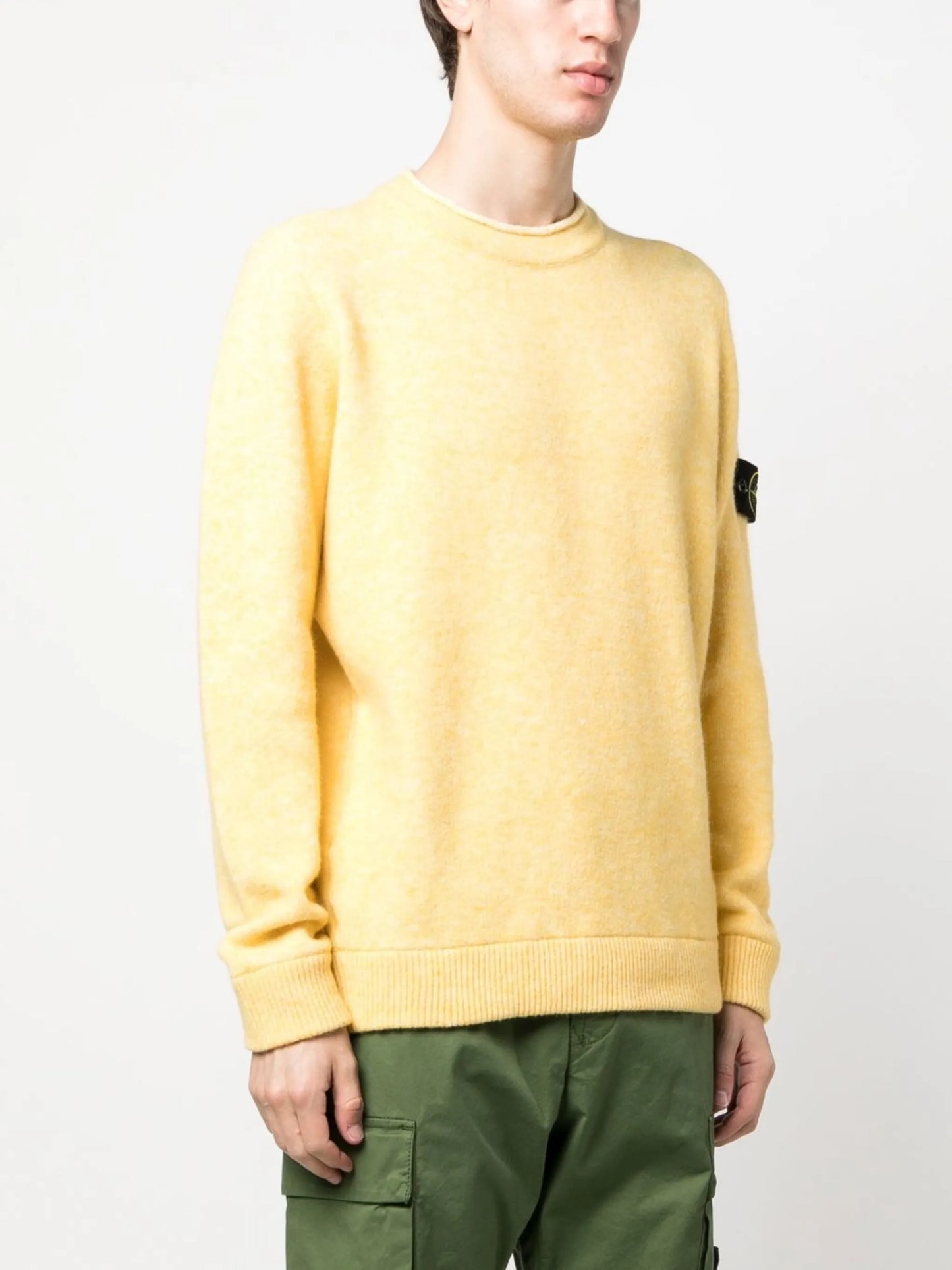 Compass-patch crew-neck jumper