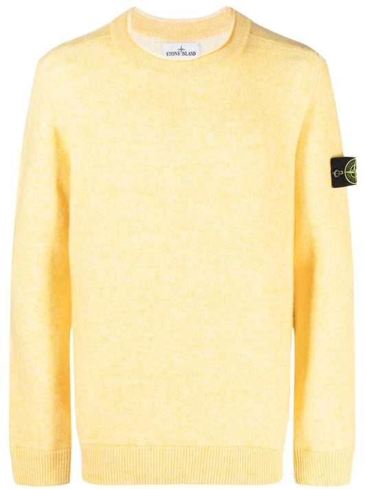 Compass-patch crew-neck jumper