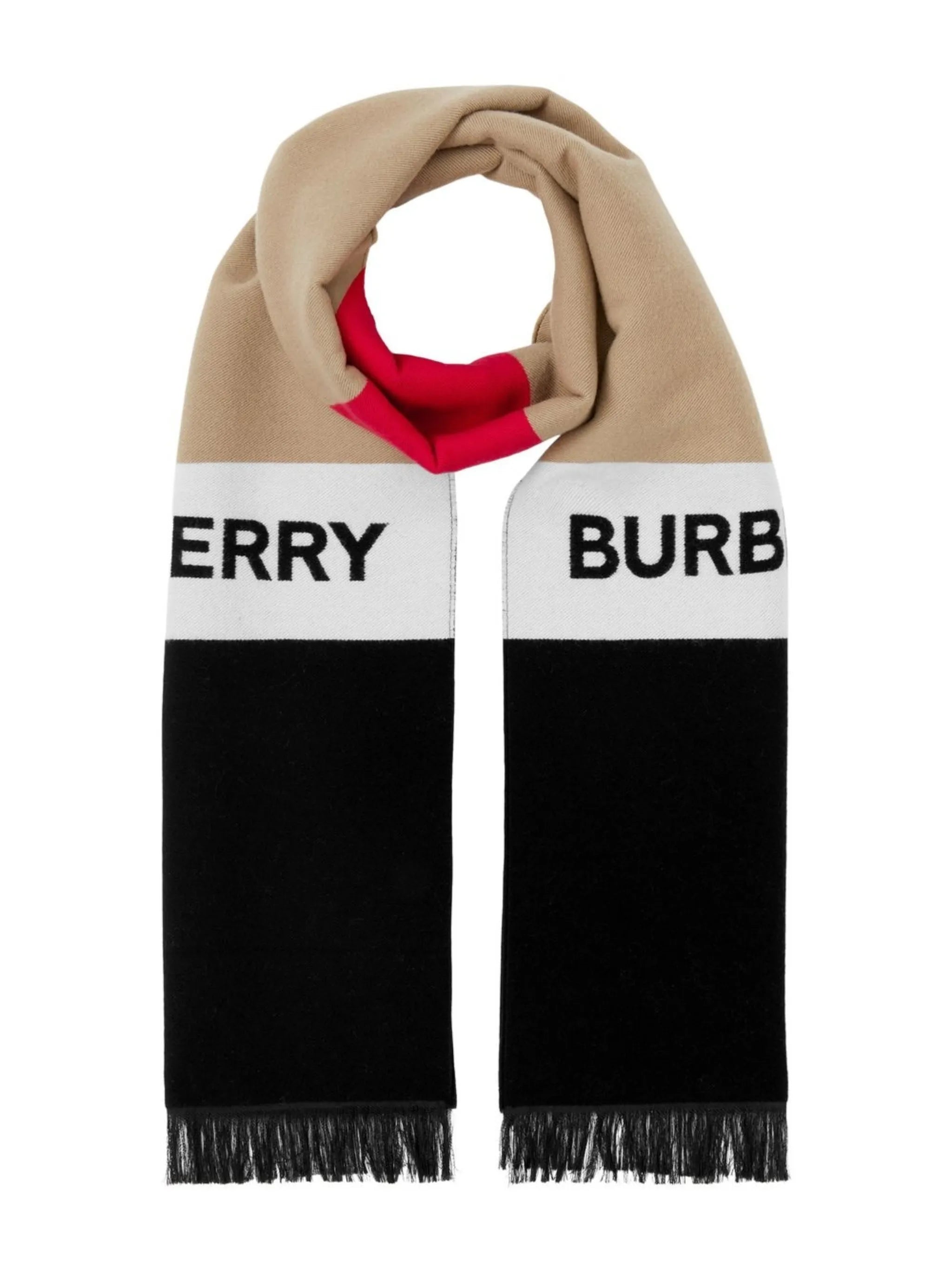 logo-jacquard wool scarf