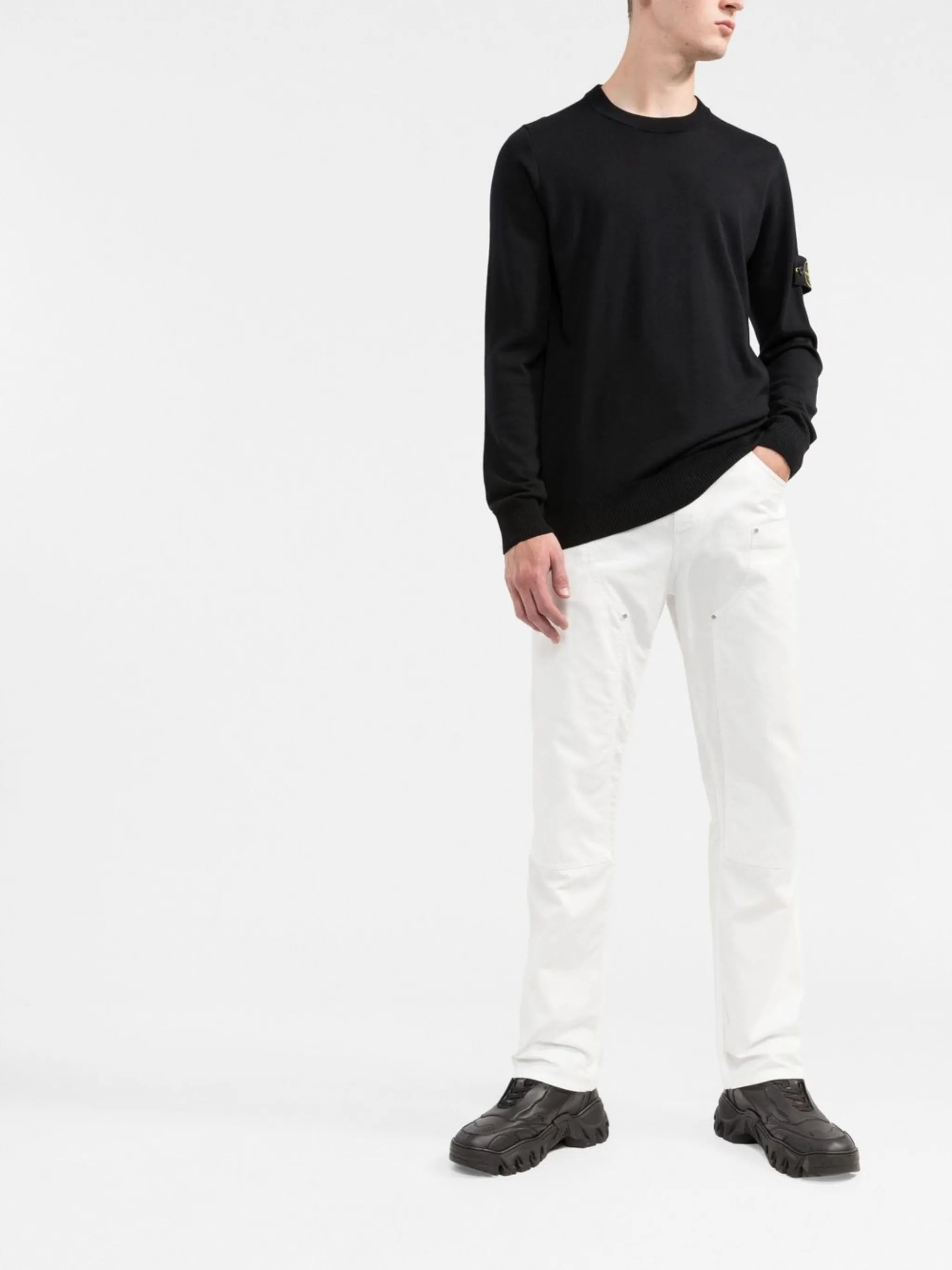 logo-patch crew neck jumper