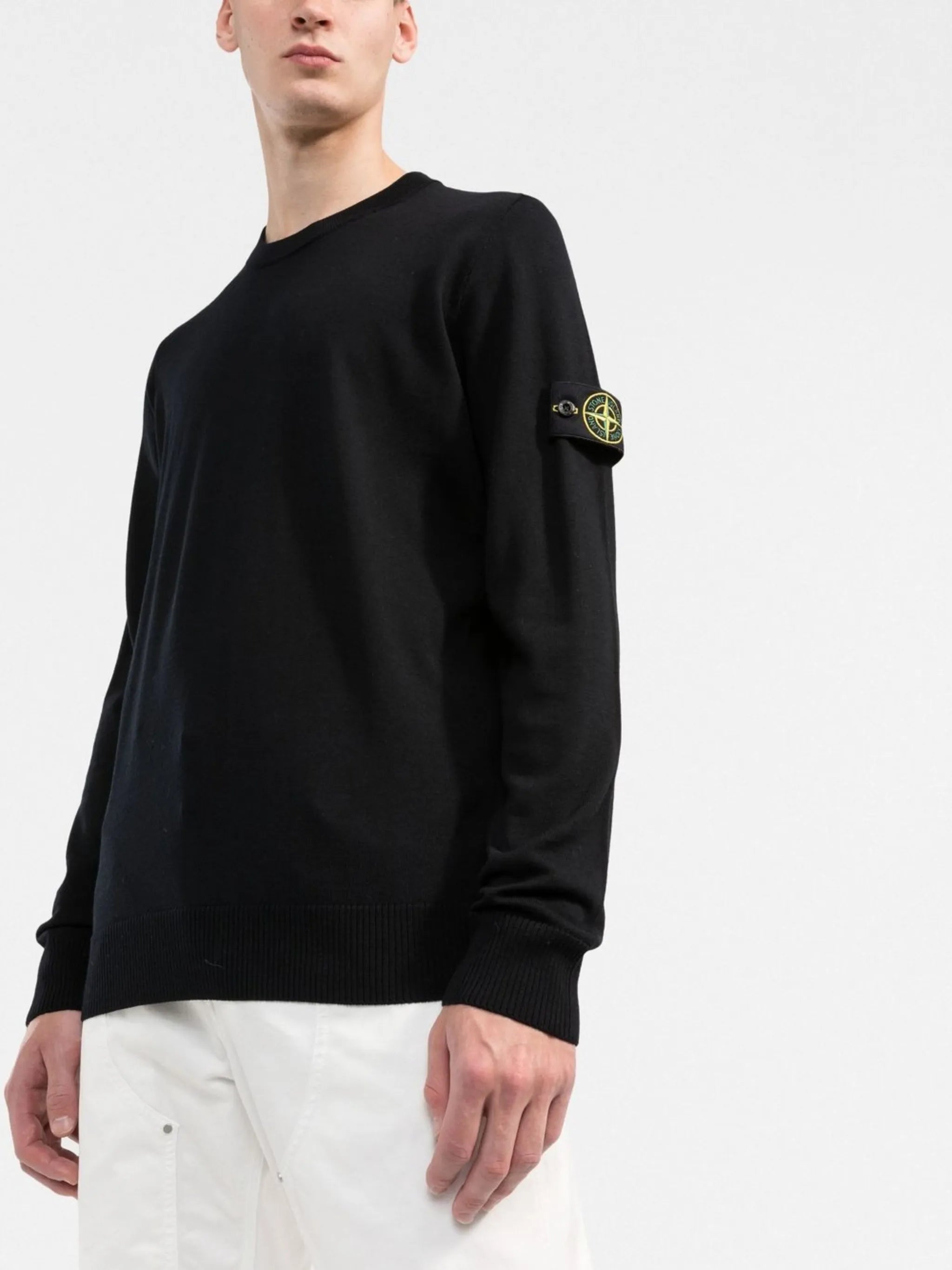 logo-patch crew neck jumper