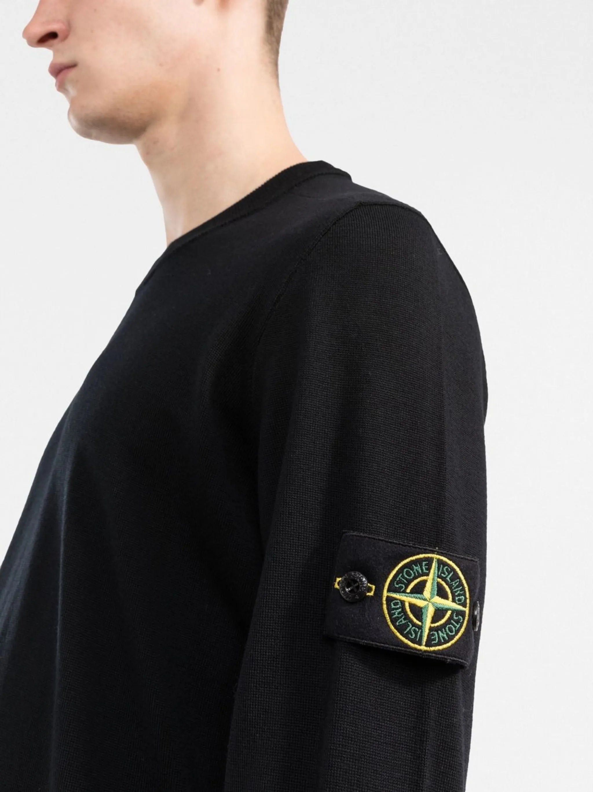 logo-patch crew neck jumper