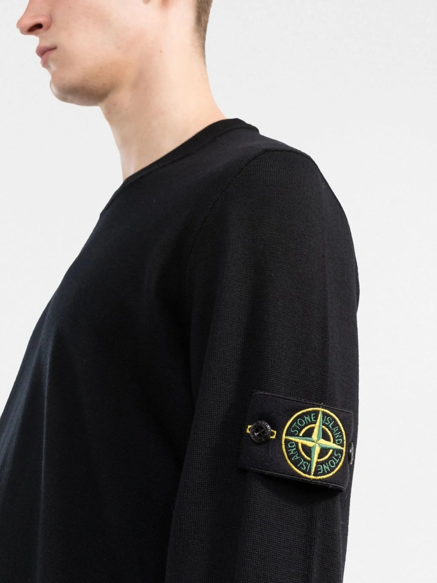 logo-patch crew neck jumper