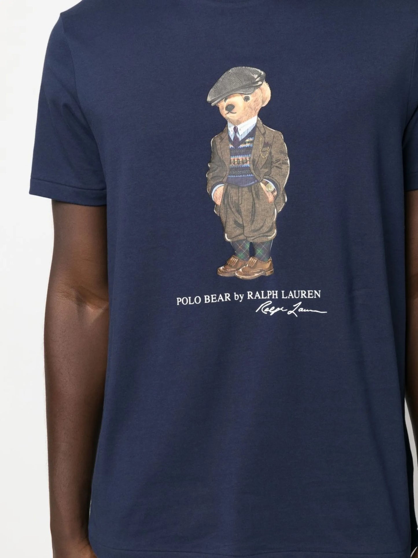 teddy bear-print short-sleeved T-shirt