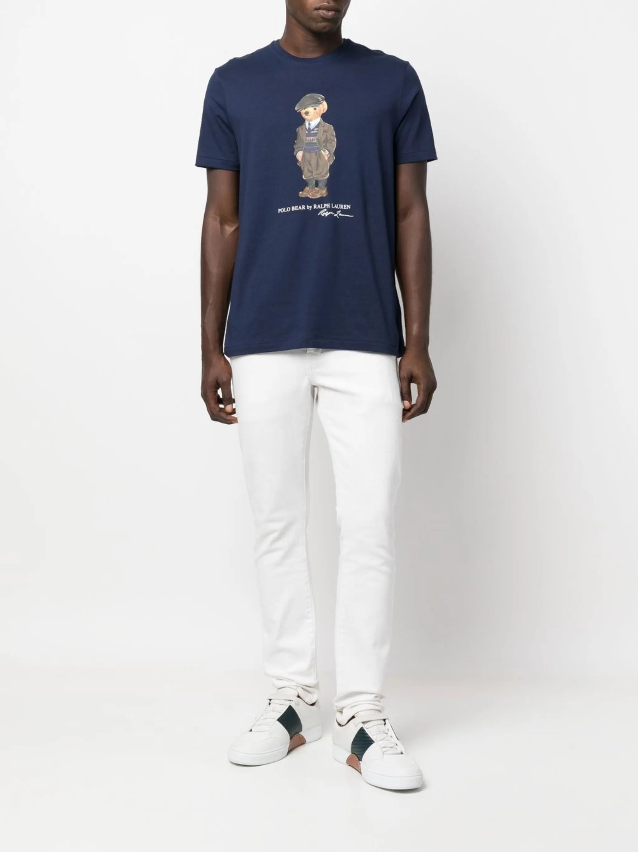 teddy bear-print short-sleeved T-shirt