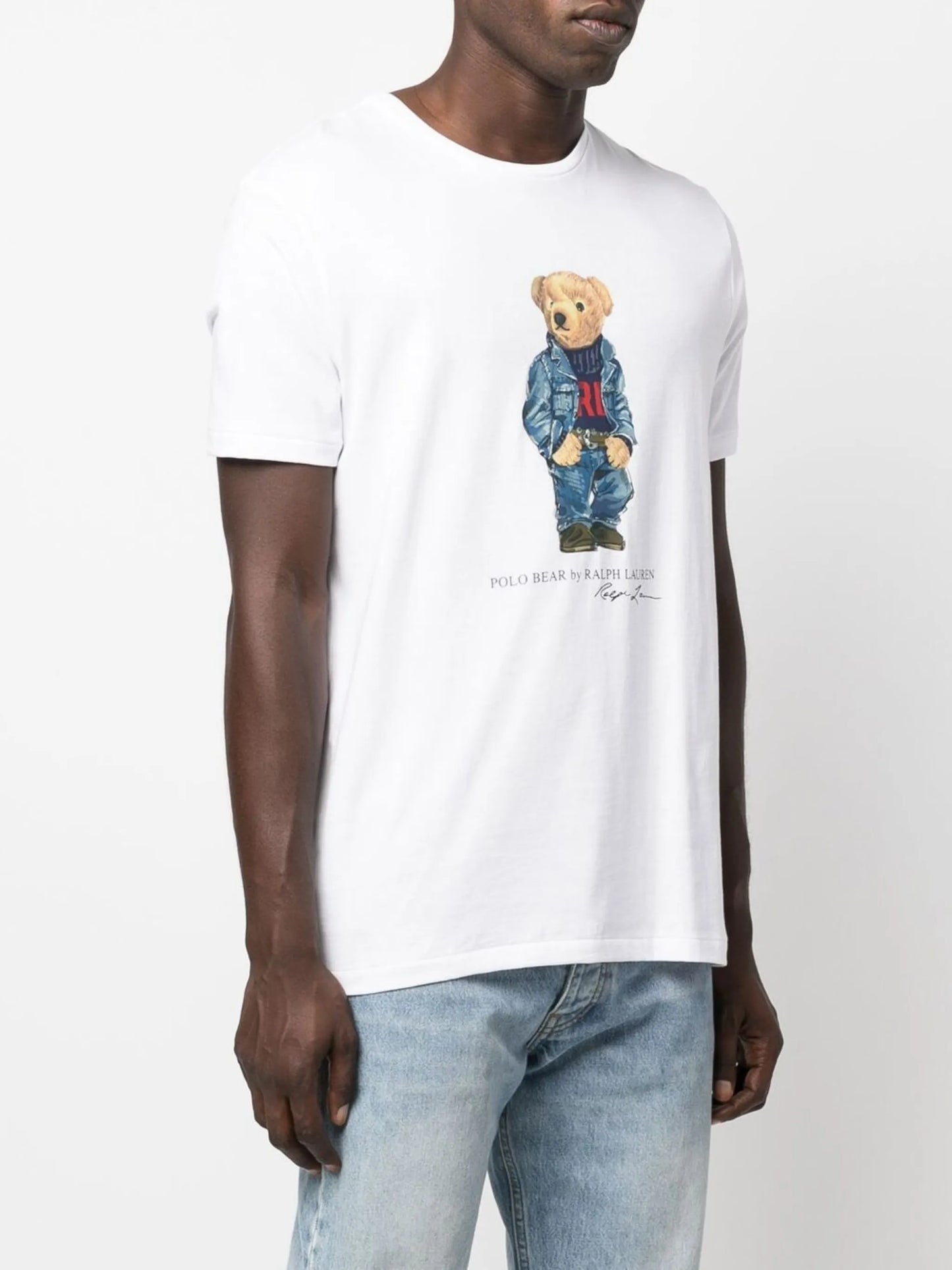 teddy bear-print short-sleeved T-shirt