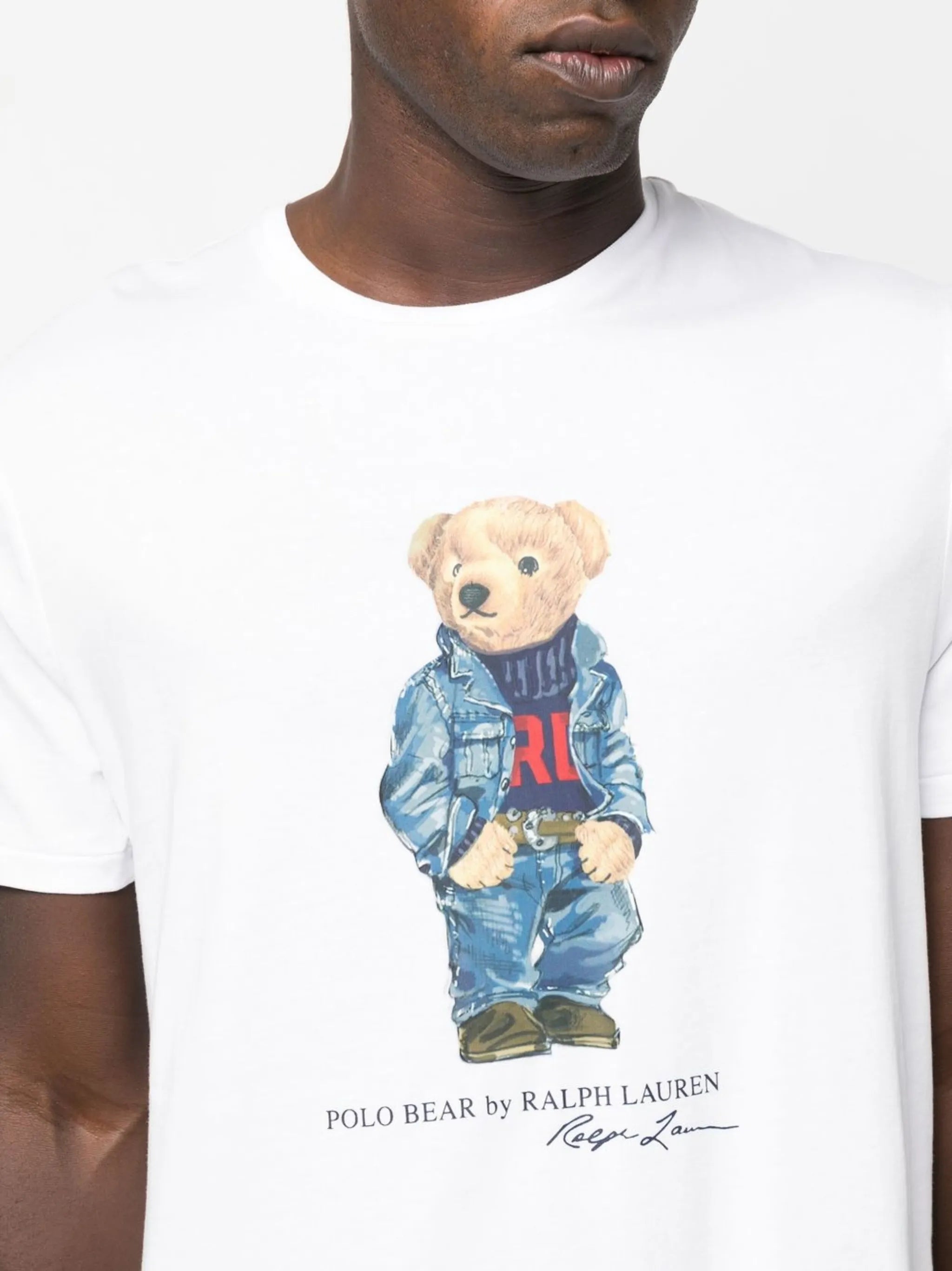 teddy bear-print short-sleeved T-shirt