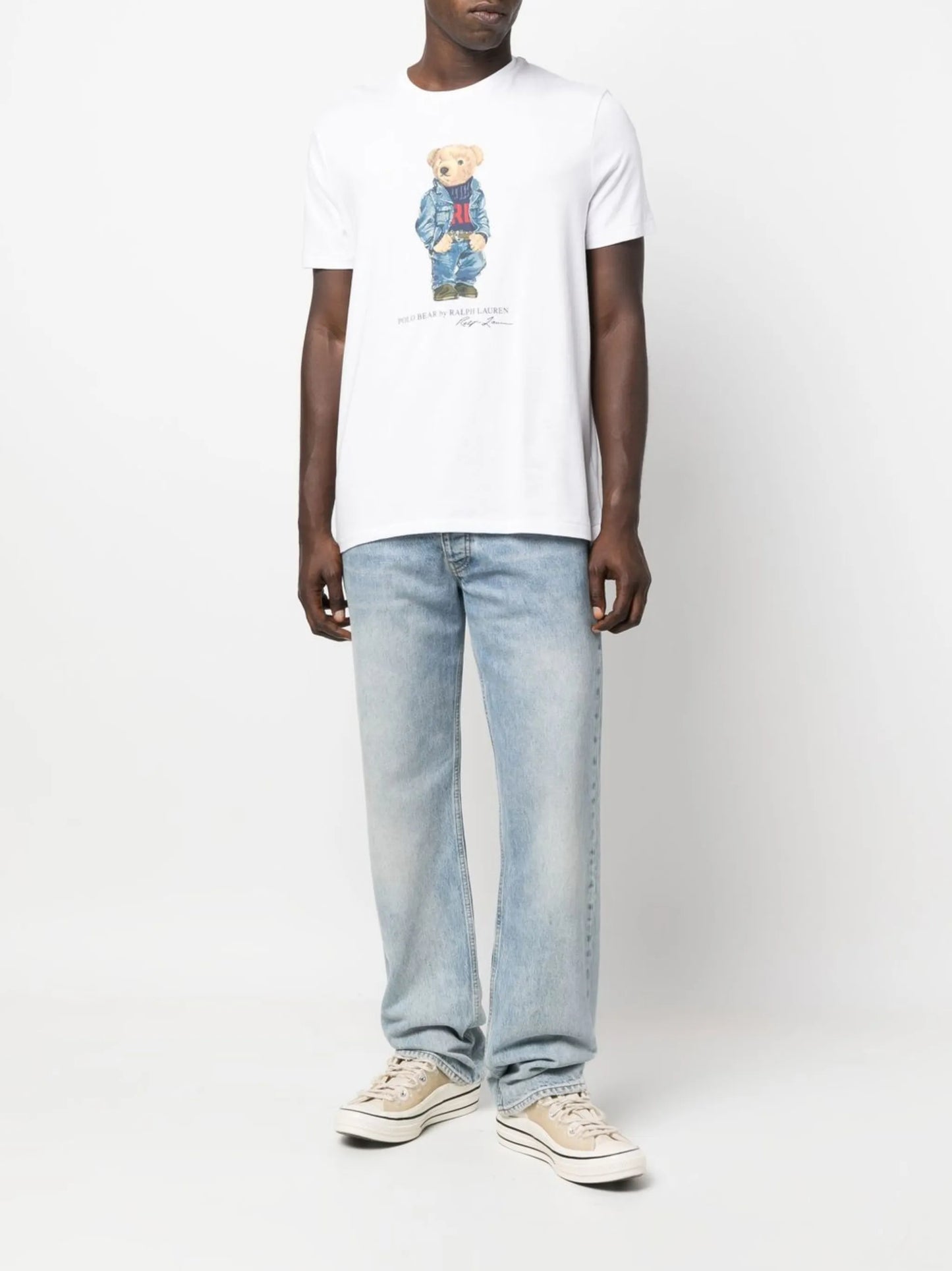 teddy bear-print short-sleeved T-shirt