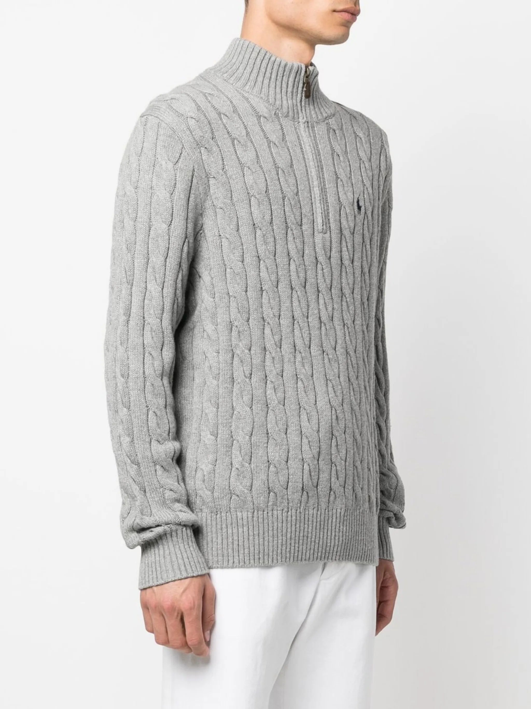cable-knit quarter-zip jumper