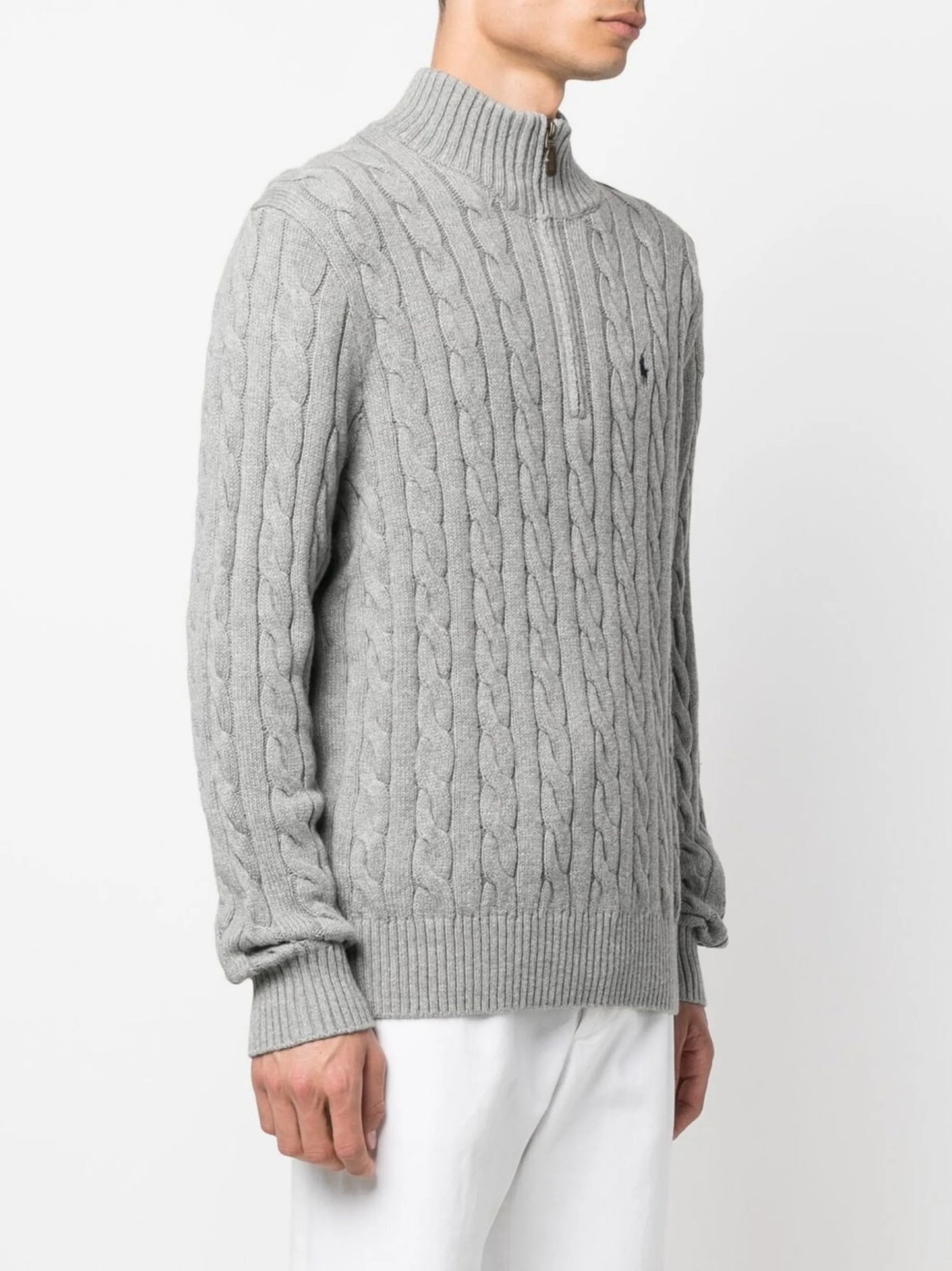 cable-knit quarter-zip jumper