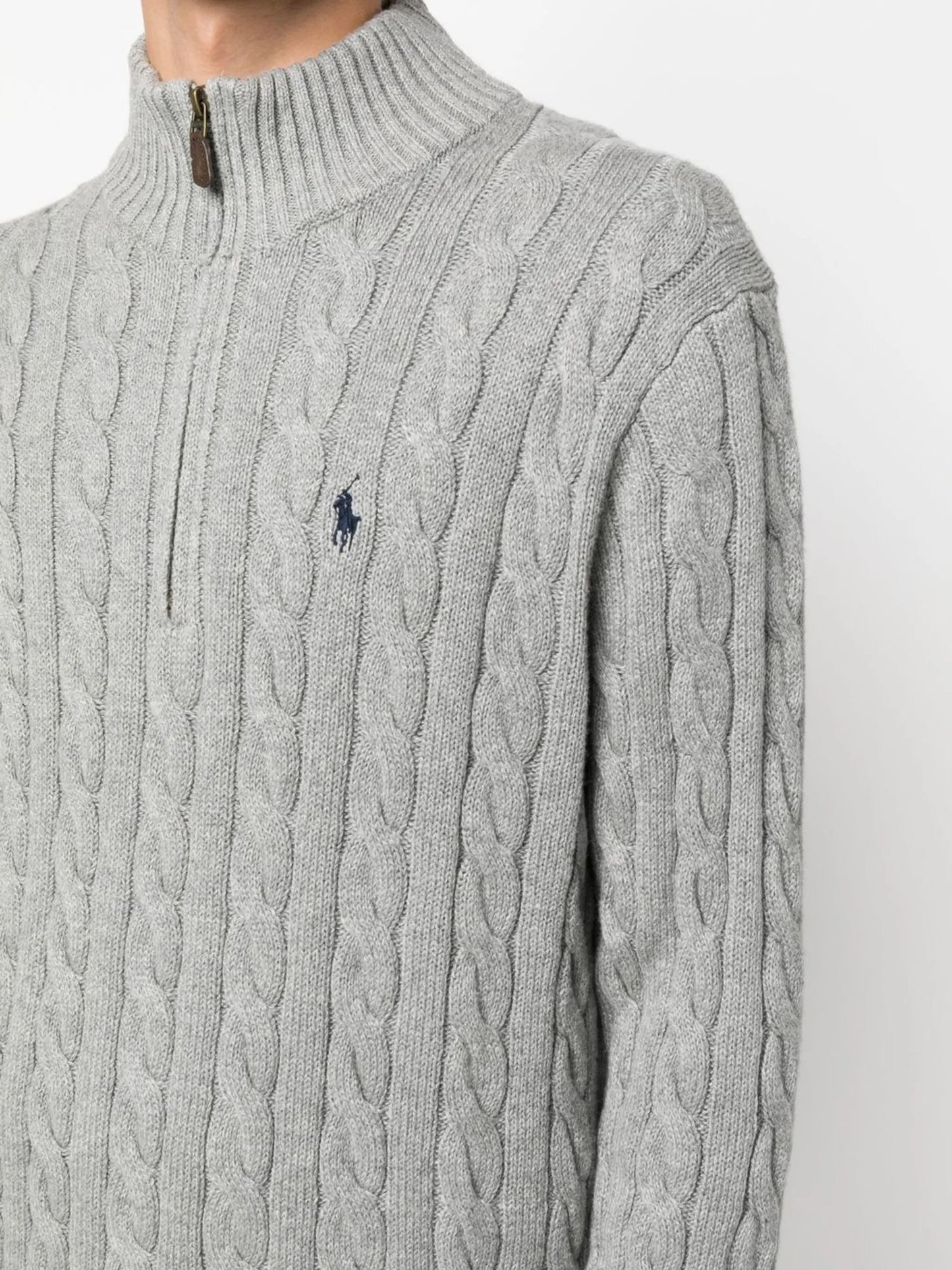 cable-knit quarter-zip jumper