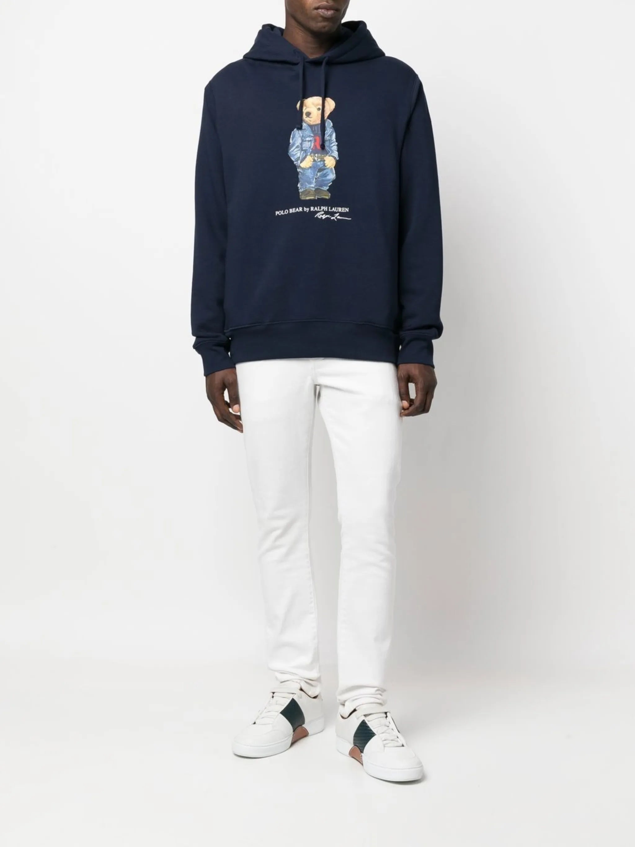 teddy bear-print pullover hoodie