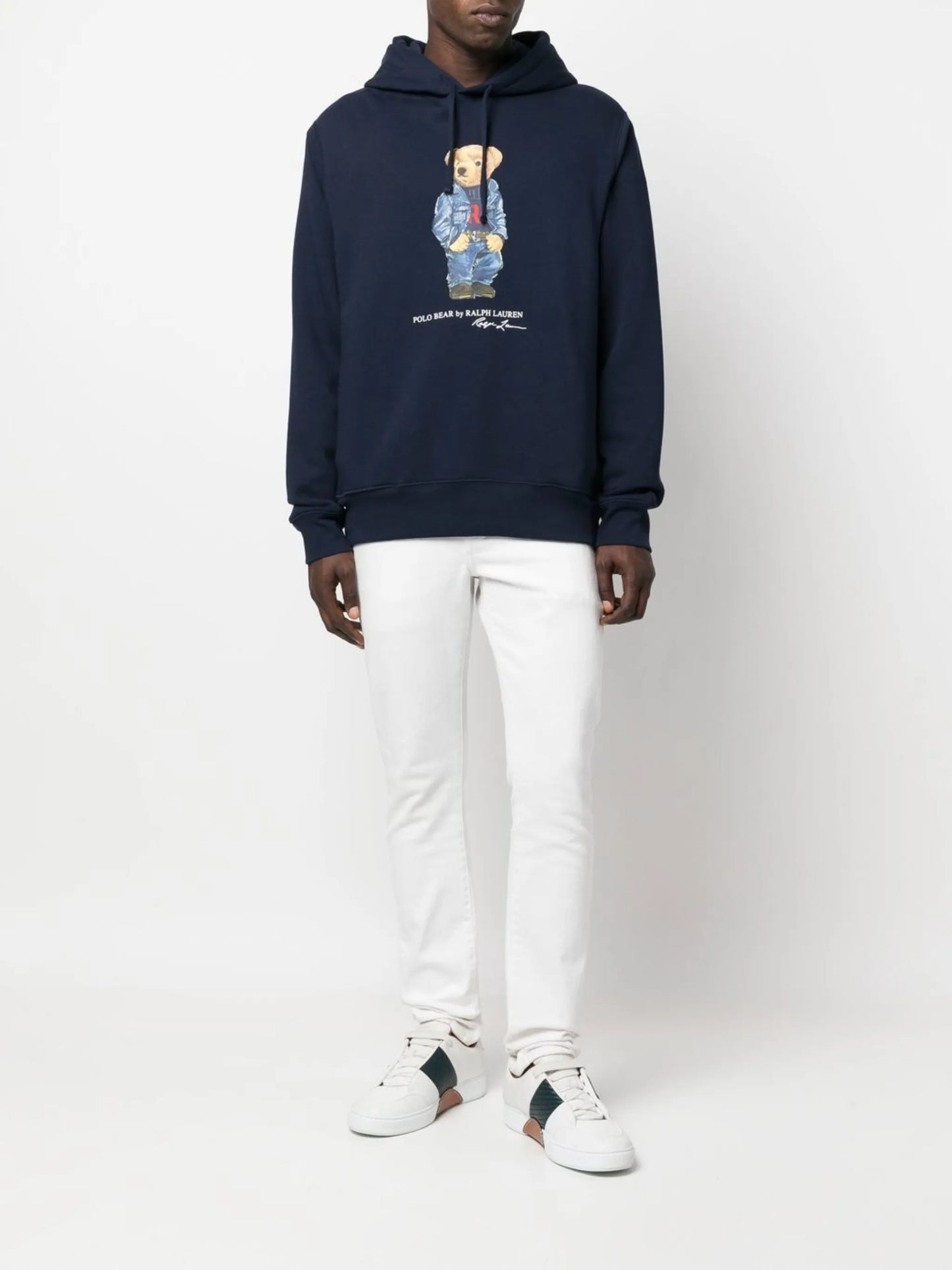 teddy bear-print pullover hoodie