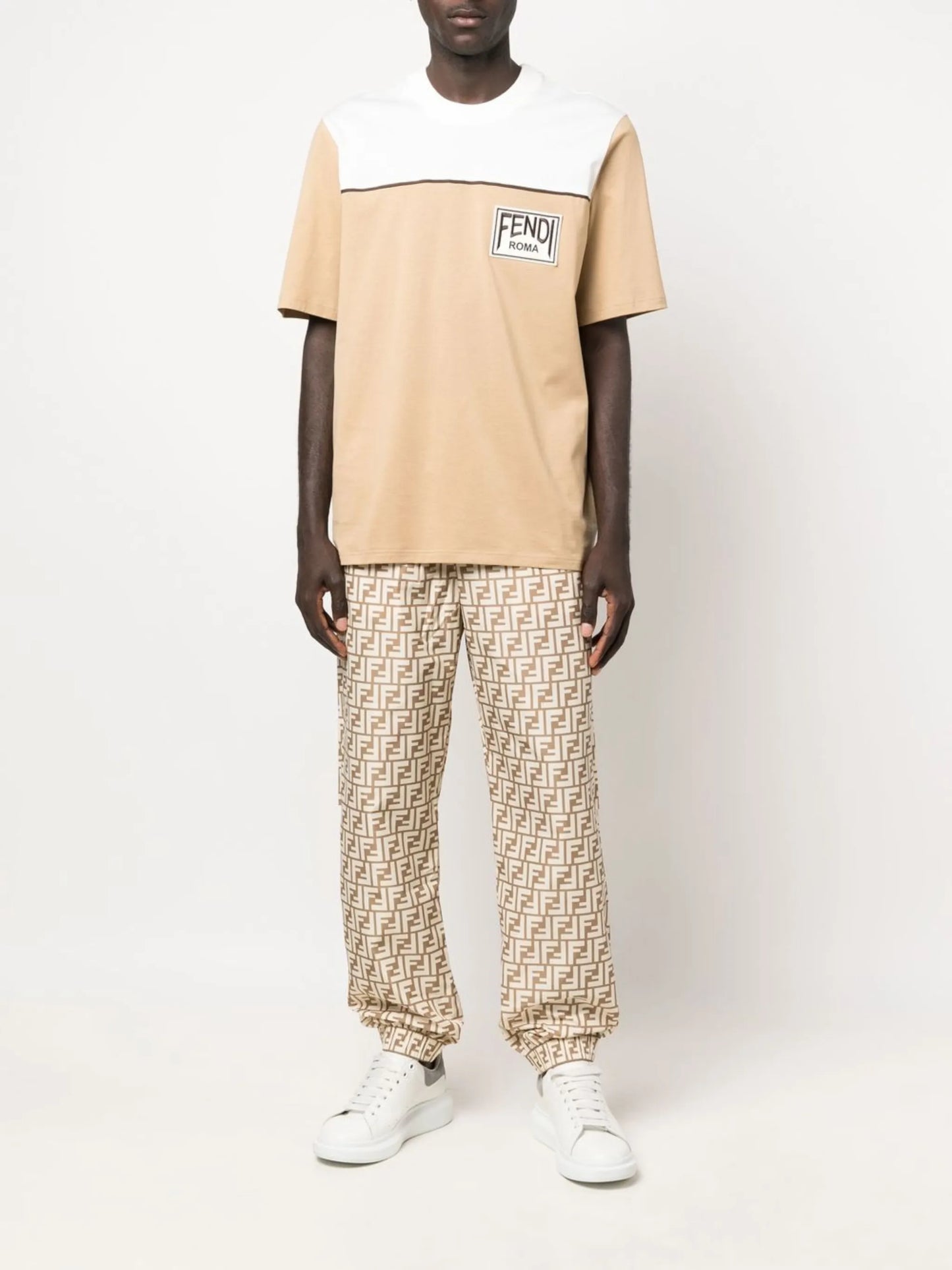 logo-patch panelled T-shirt