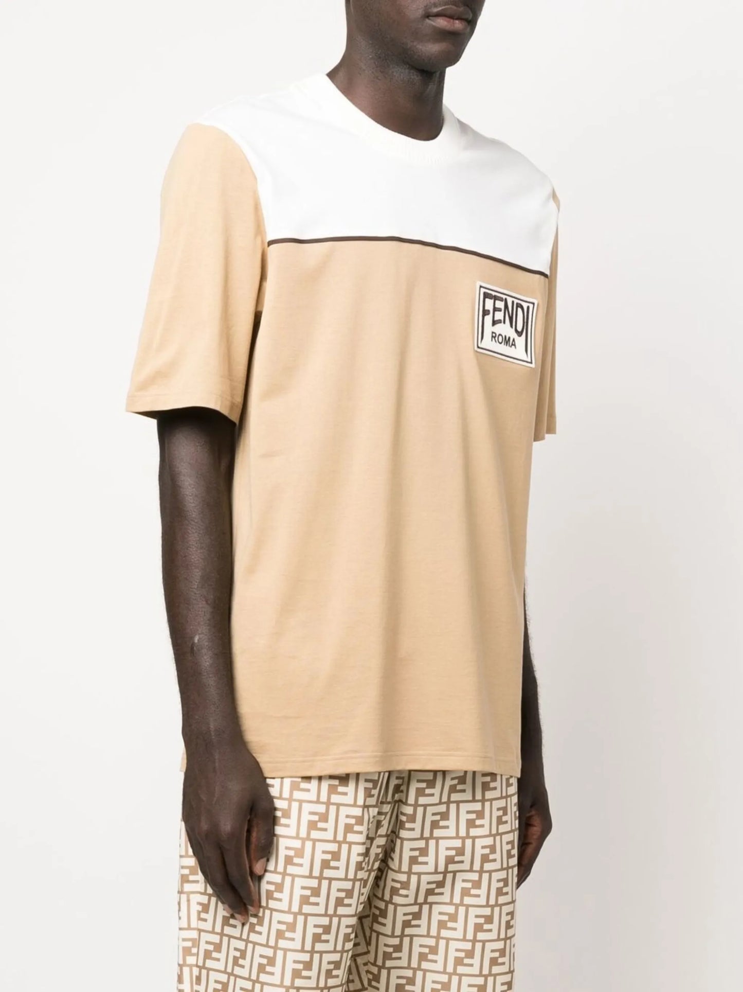 logo-patch panelled T-shirt
