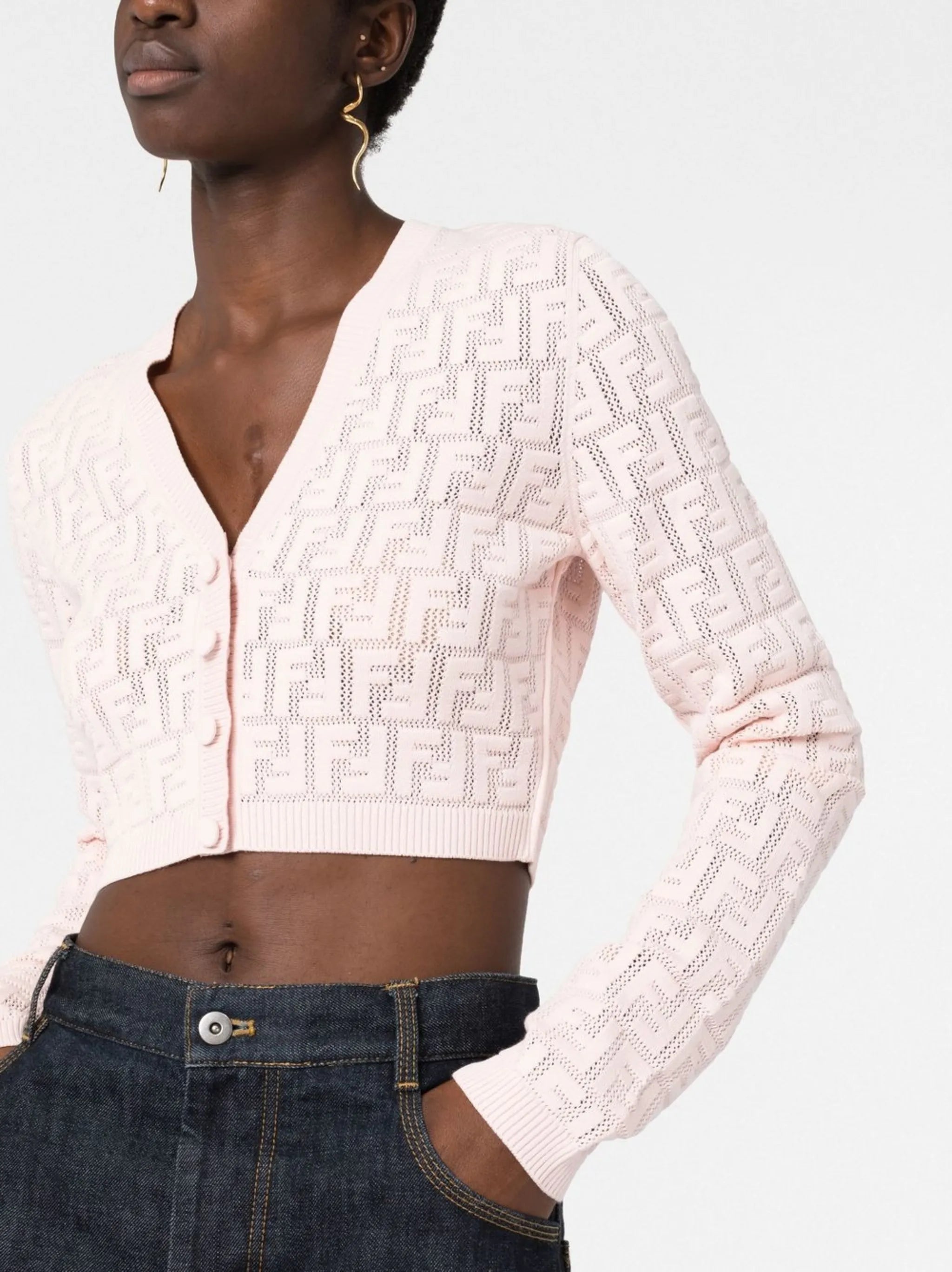 FF-logo print cropped cardigan