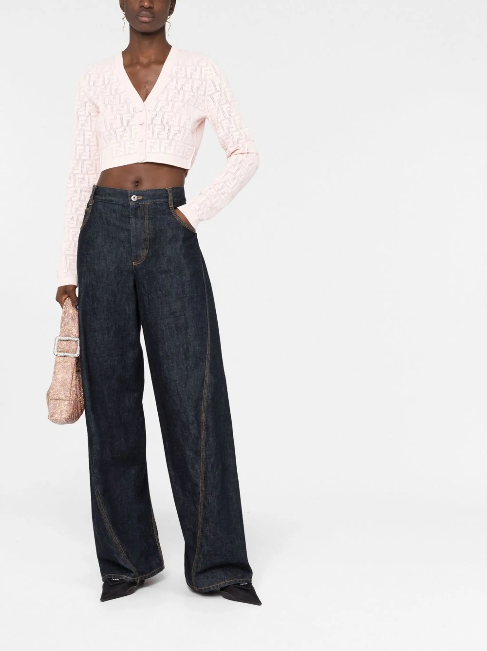 FF-logo print cropped cardigan