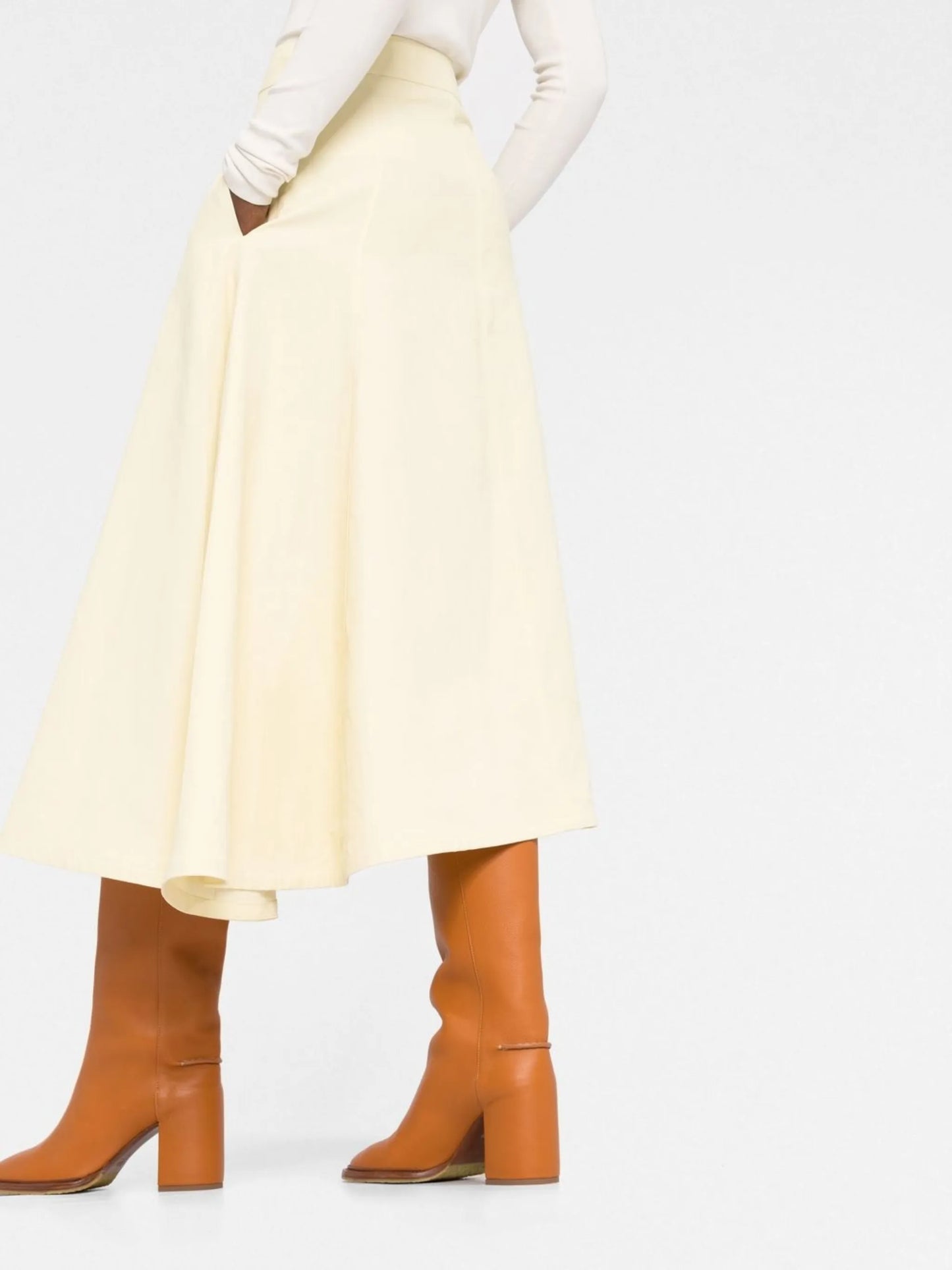 high-waisted midi-skirt