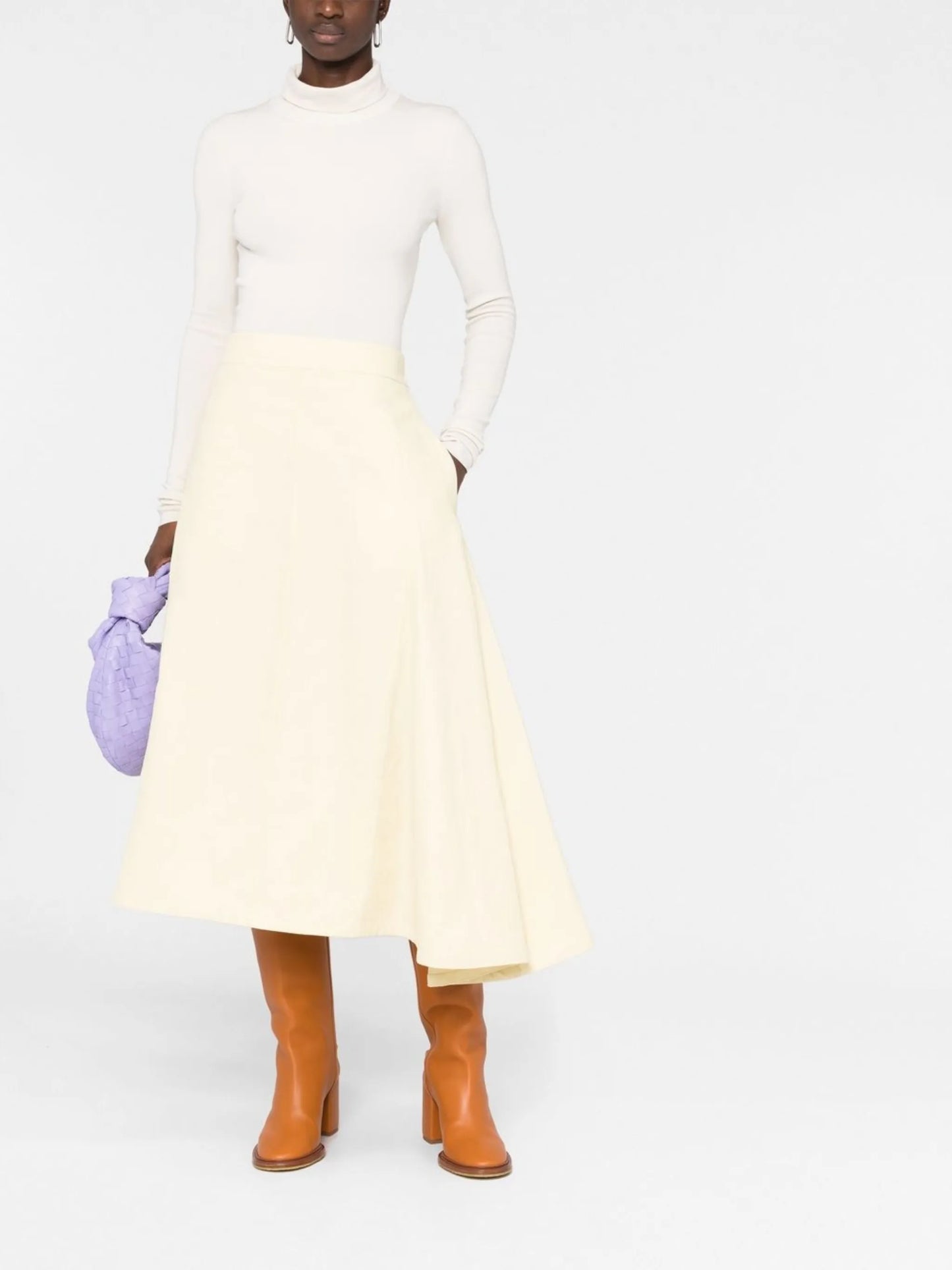 high-waisted midi-skirt