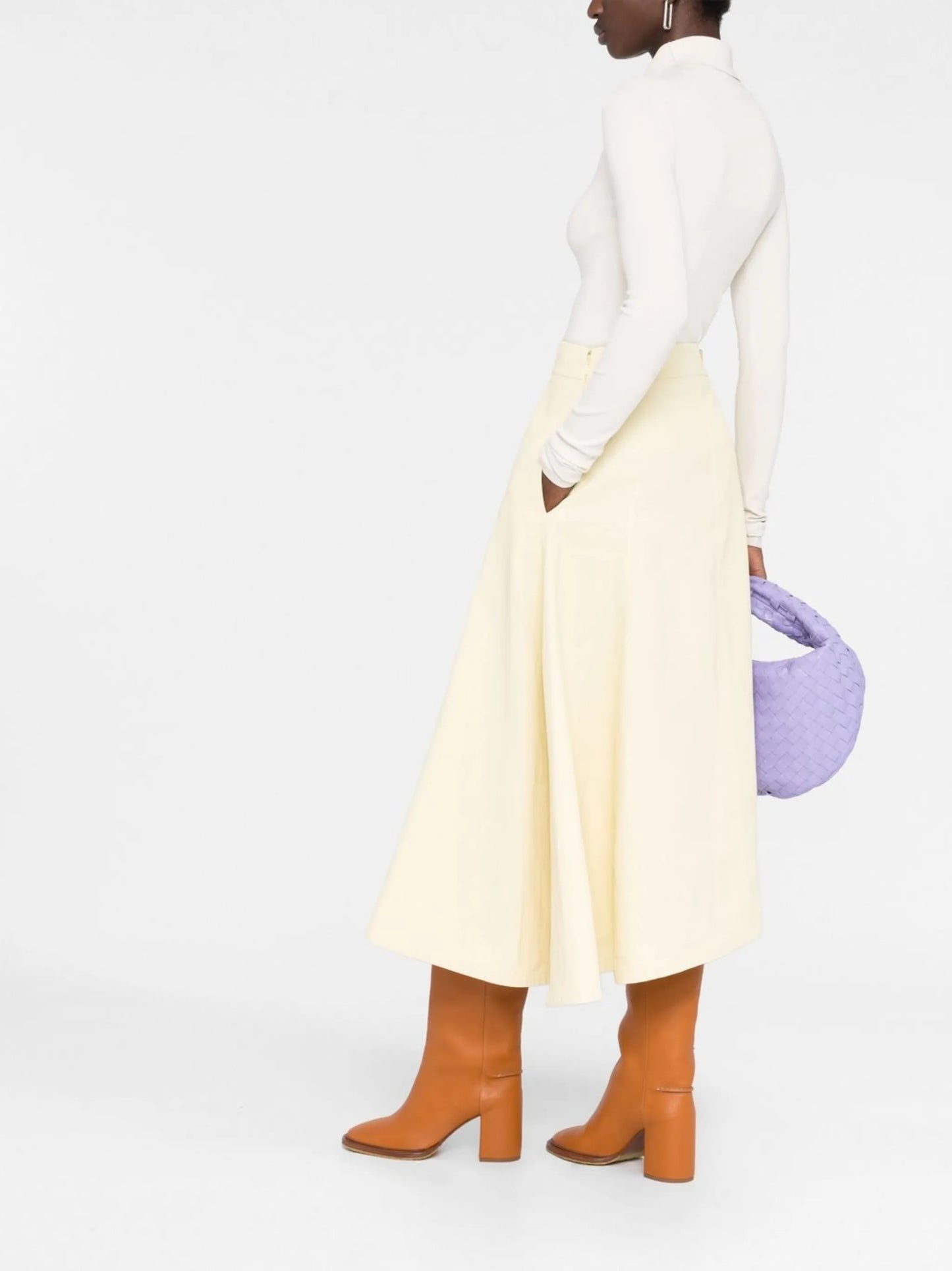 high-waisted midi-skirt