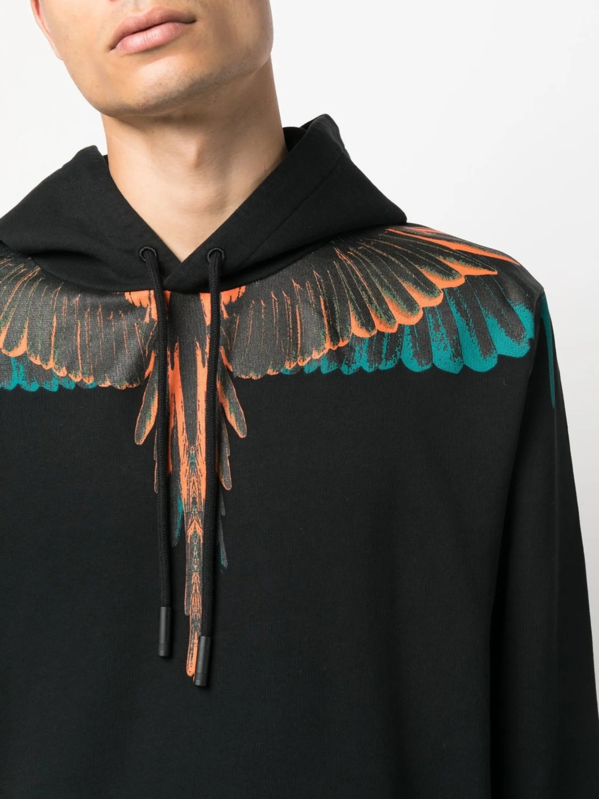 Wings-print pullover hoodie