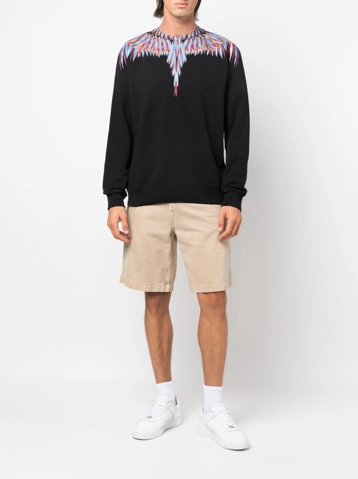 wings-print crew neck sweatshirt