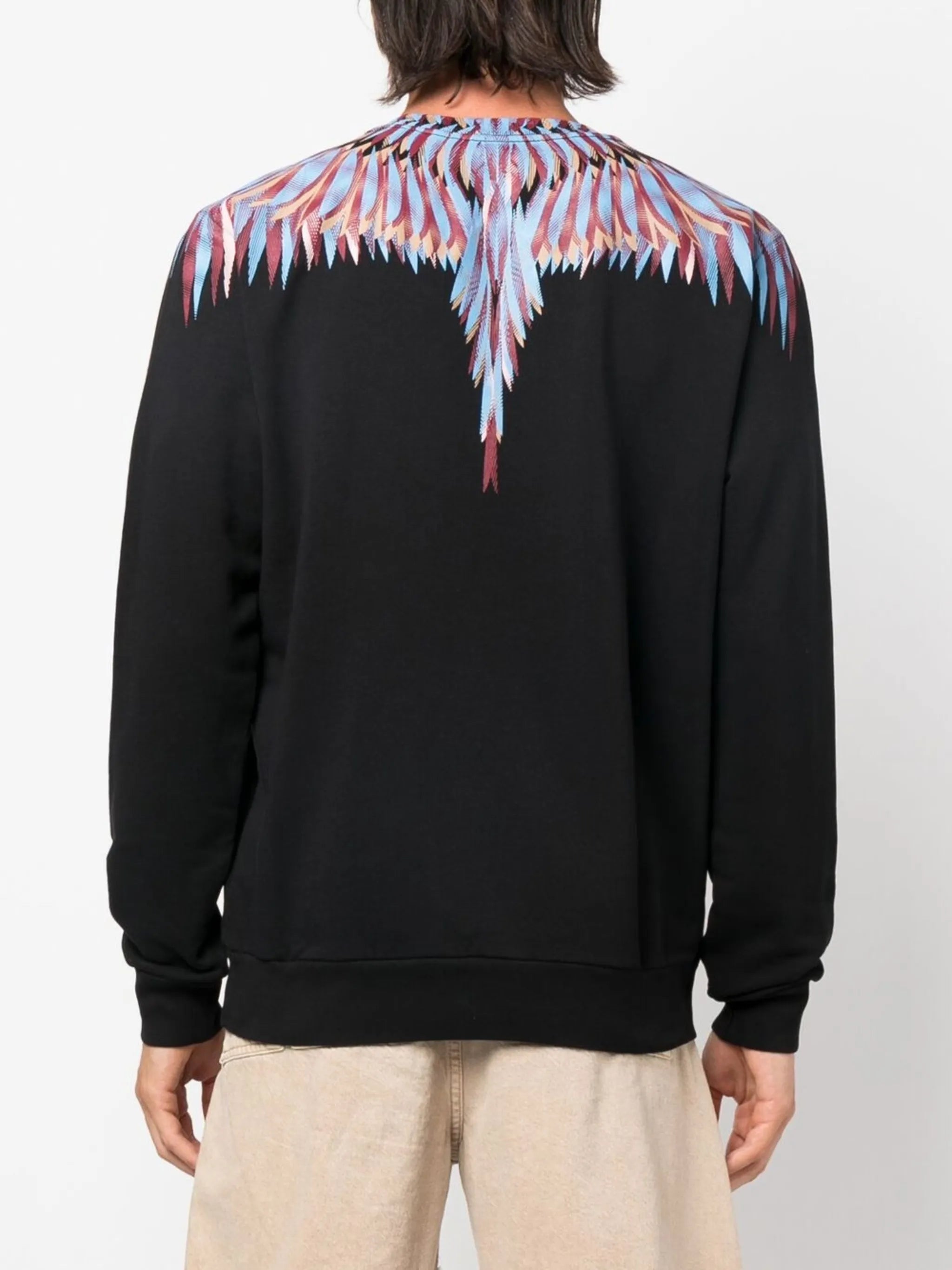 wings-print crew neck sweatshirt
