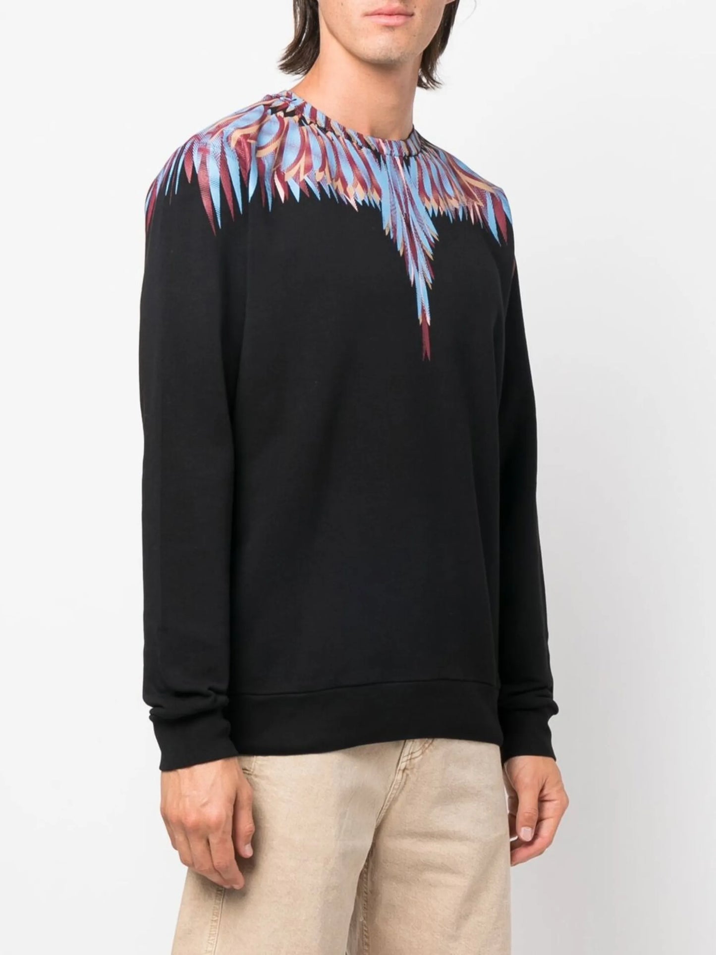 wings-print crew neck sweatshirt